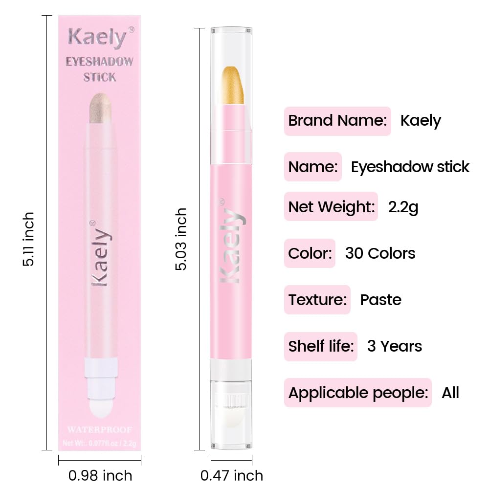 evpct 1Pcs Desert Gold Shimmer Cream Eye Shadow Brightener Sticks for Eyes Waterproof Pigmented, Double Ended Cream Eyeshadow Stick Pencil Pen with Applicator, Eye Shadow Palette Highlighter Makeup 06