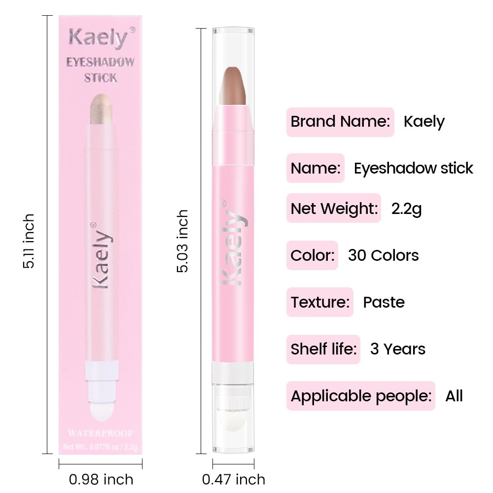 evpct 1Pcs Ginger Matte Cream Eye Shadow Brightener Sticks for Eyes Waterproof Pigmented, Double Ended Cream Eyeshadow Stick Pencil Pen with Applicator, Eye Shadow Palette Highlighter Makeup 29