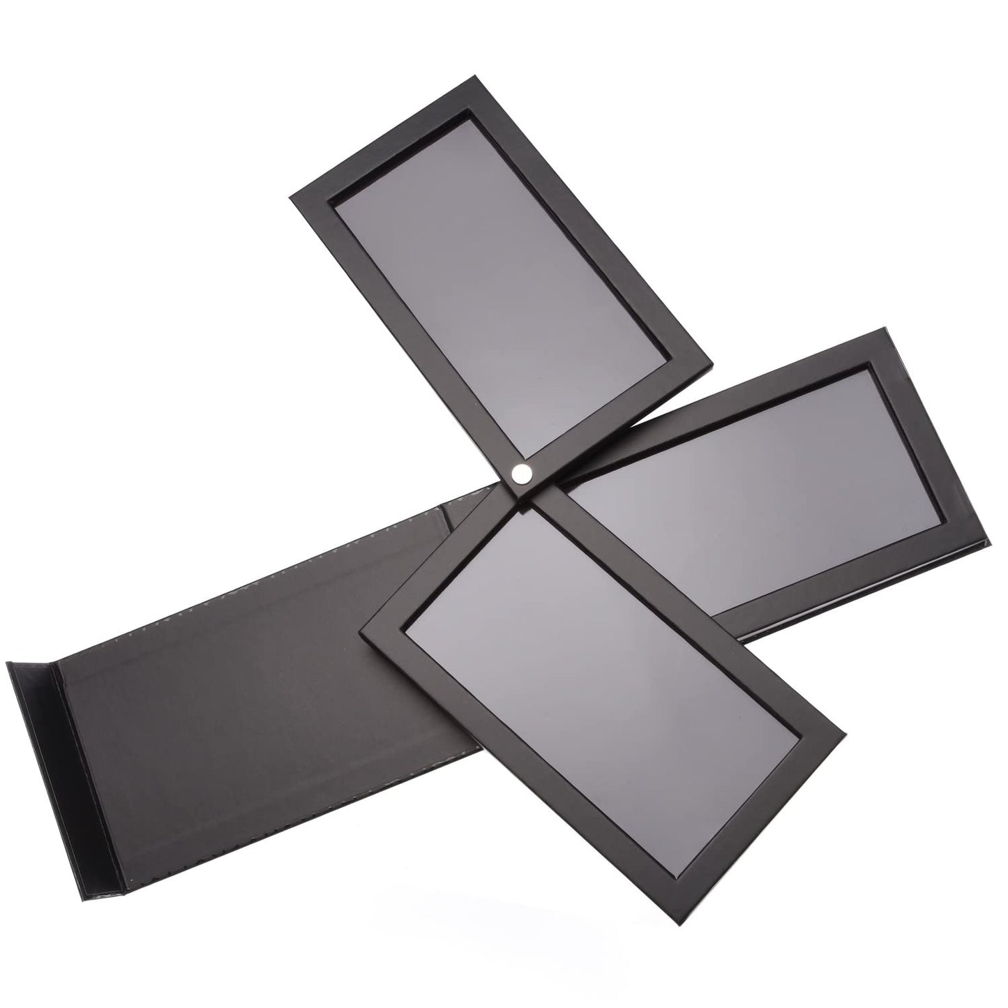 3-Layer Rotation Magnetic Palette 3 in1 Empty Makeup Palette Storage Box for Eyeshadow Lipstick Blush Powder (Black)