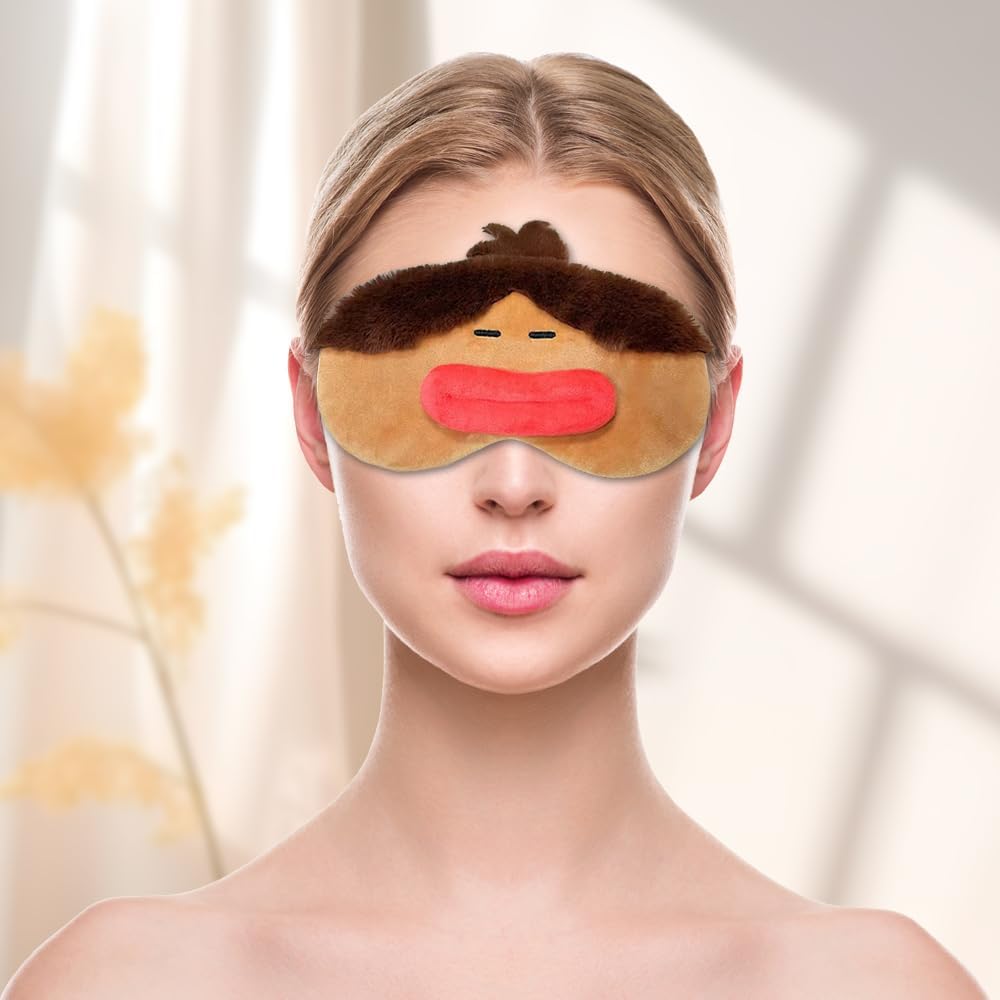 PERFECTSIGHT Sleep Eye Masks, Cute Plush Sleep Eye Cover Lightweight Adjustable Eyeshade Faux Fur Mask Cover for Women Men Sleep Travel Nap, Girl Braid