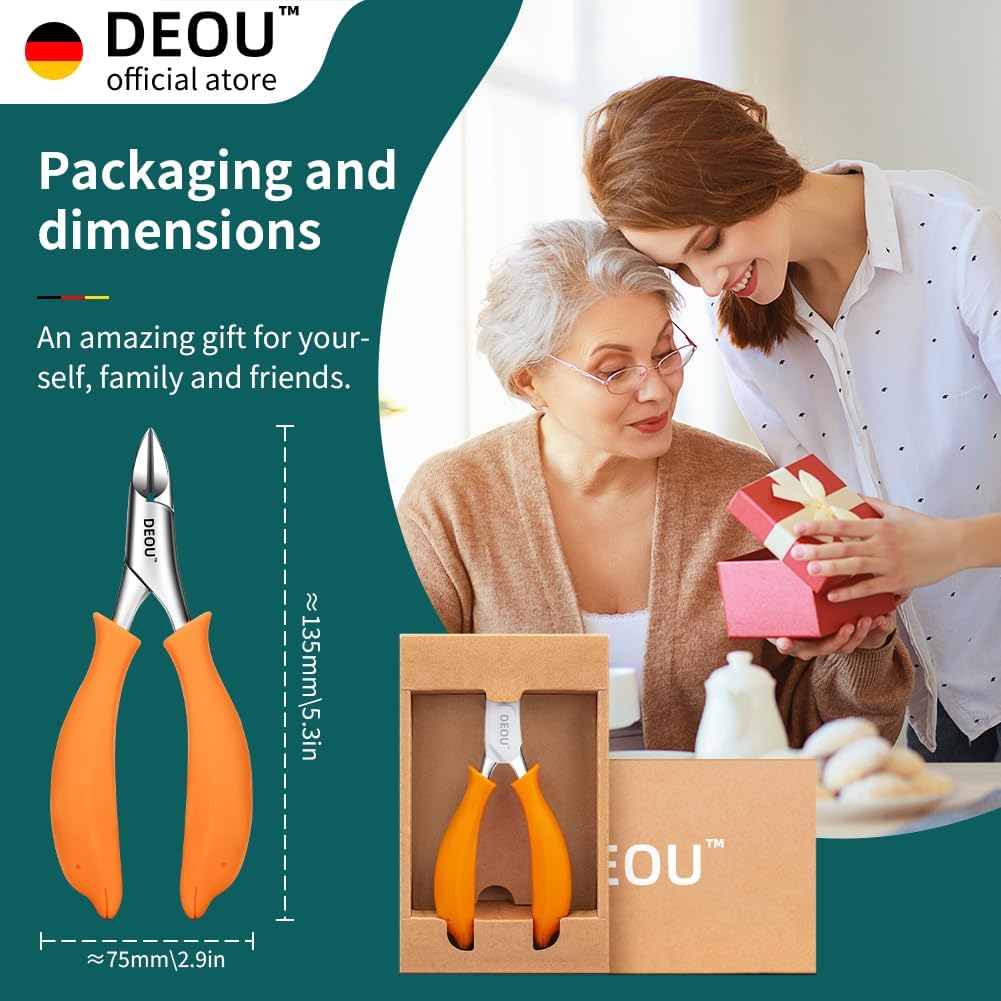 Podiatrist Toenail Clippers Ingrown Toenail Tools for Thick Nails and Inlaid Nails,Manicure and Pedicure Clippers,Heavy Duty Nail Clippers, Pedicure Tools (Orange)