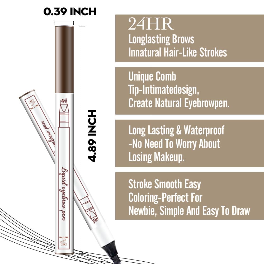 Eyebrow Ink Pencil by Brow Stylist -Micro 4 Point Brow Pen Lift & Snatch Eyebrow Pen Kits with 3 Eyebrow Stencil Long-Lasting Waterproof Natural Eyebrow Hair (1Pc 04# black)