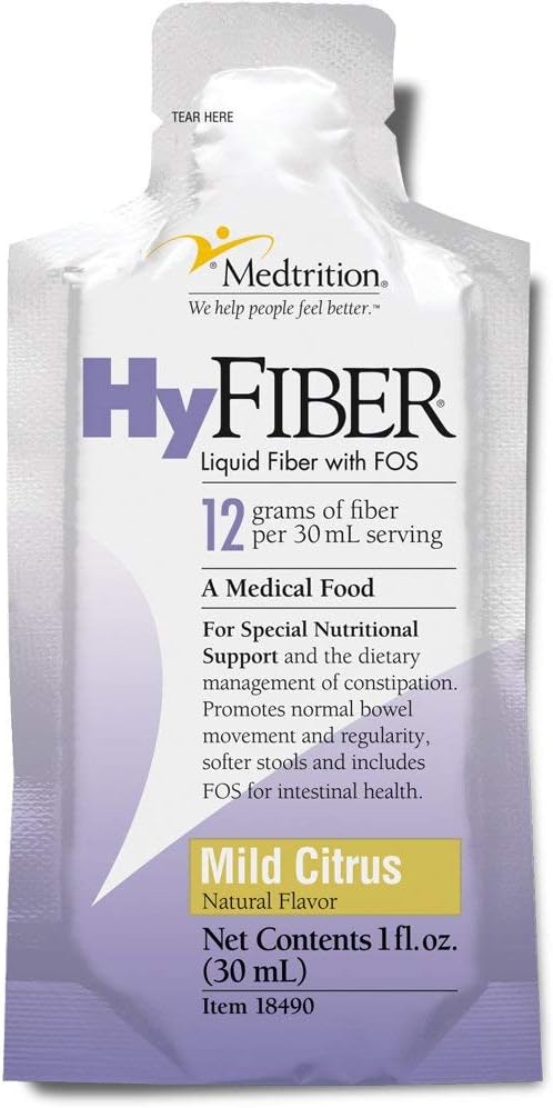 Medtrition HyFiber Daily Liquid Fiber for Regularity and Soft Stools, 12 Grams Soluble Fiber, 1 fl oz 100 Pack
