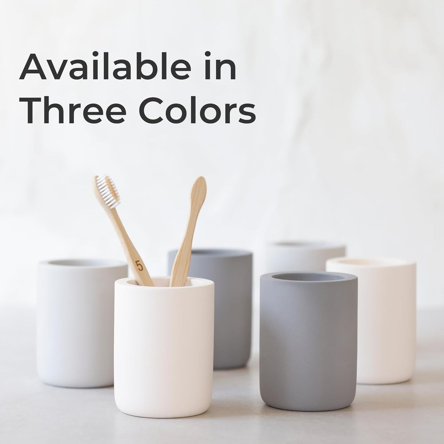 Selegna Drying Stone Toothbrush Holder, Diatomite Toothbrush Holders for Bathroom, Quick Drying Electric Toothbrush & Toothpaste Holder Cup, Diatomaceous Earth Bathroom Sink Organizer (Light Grey)