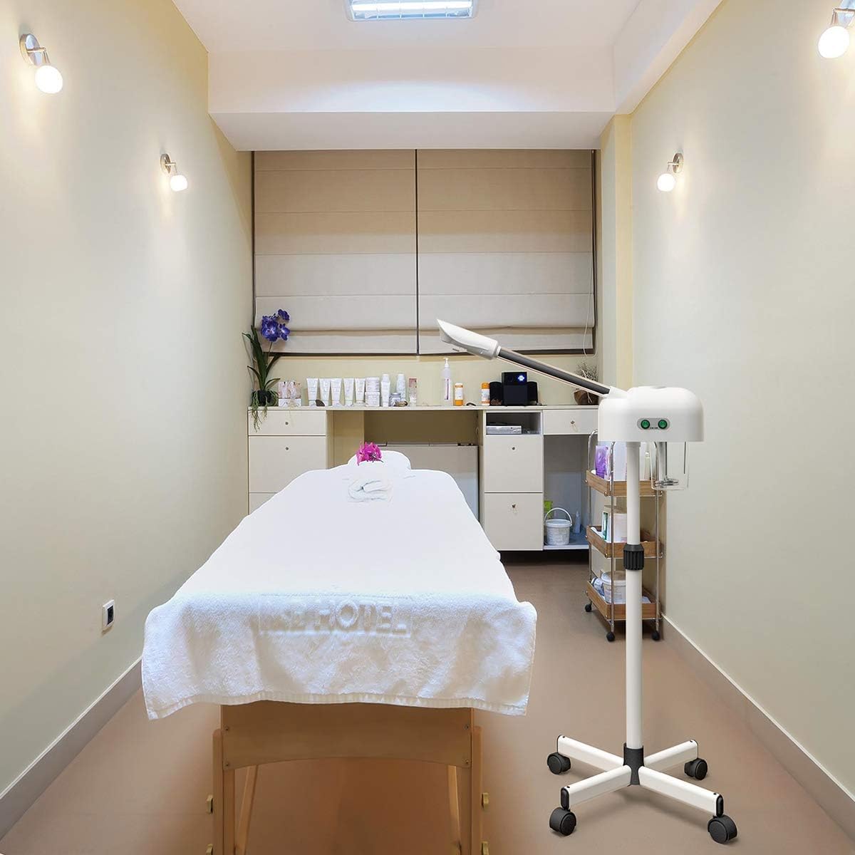 Professional Facial Steamer, Hot Mist, Ozone Humidifier, Can Use at Home and Beauty Salon, Extract Blackheads, Rejuvenate and Hydrate Your Face Skin for Youthful Complexion (Button)