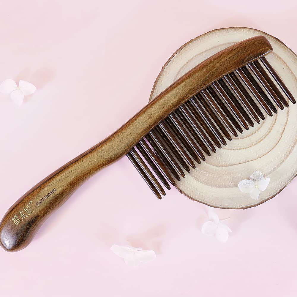 Wooden Hair Comb Wide-tooth Inserted Teeth for Women Curly Hair (CQCGB0302)