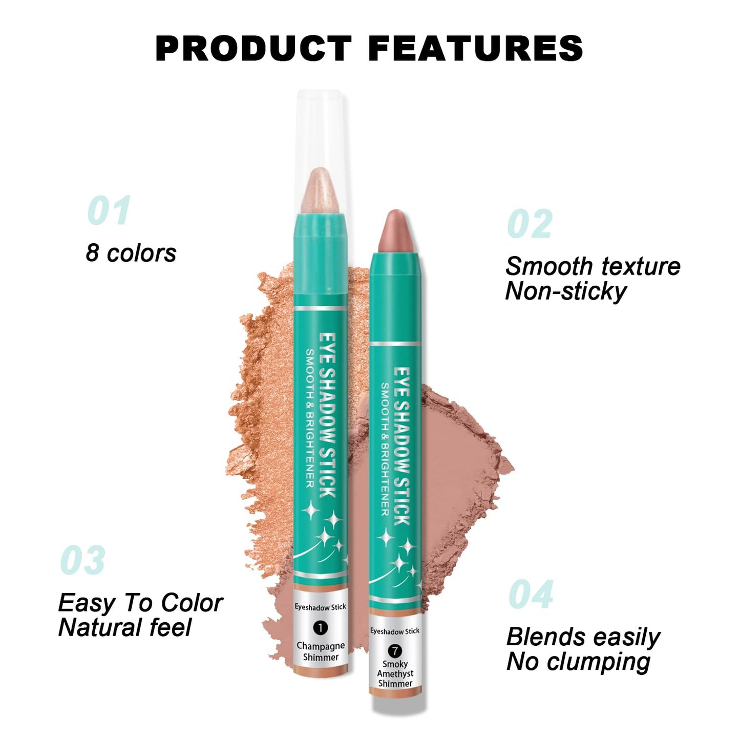 8Pcs Eyeshadow Stick, Eye Brightener Stick, Shimmer Creamy Eye Shadow Makeup, Waterproof Long Lasting Glitter Highlighter Eye Liner Pencil (SET A)