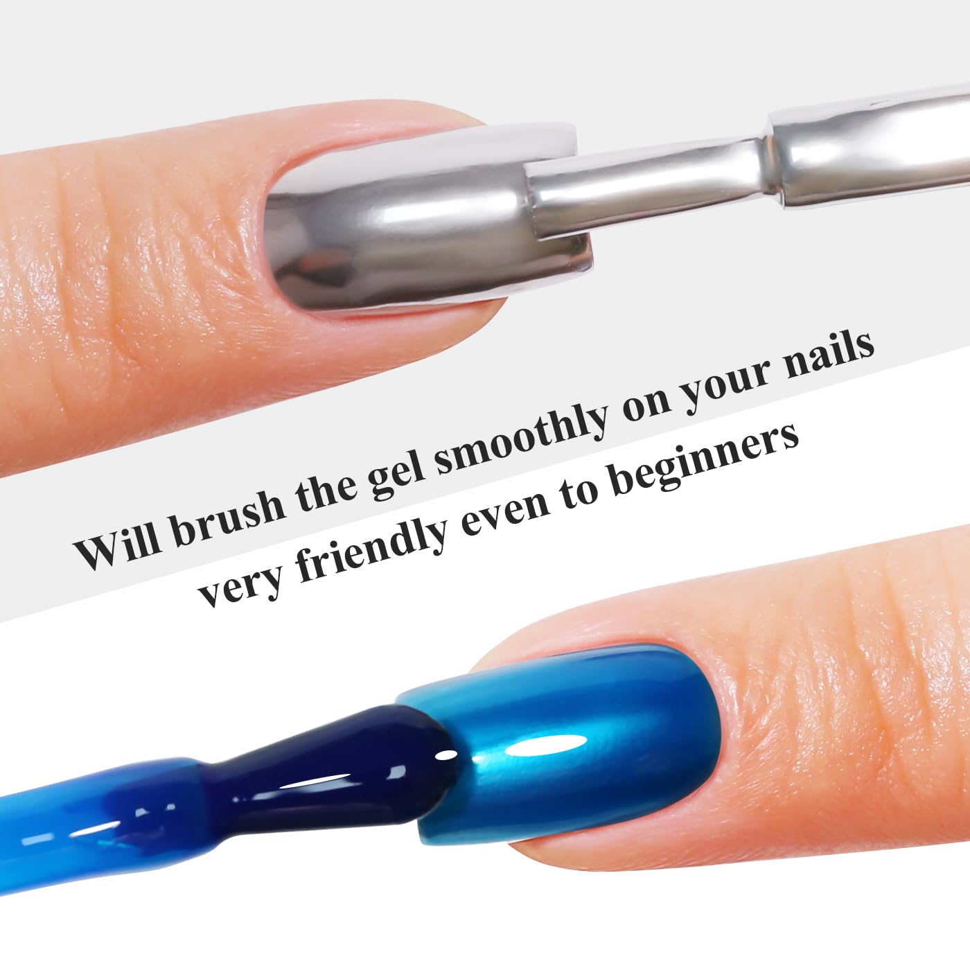 Imtiti Metallic Gel Nail Polish Set, 2 Pcs 10ml Chrome Mirror Shine GEl POlish & Sky Blue Jelly GEL Soak Off UV LED Spring Summer Art Manicure Salon DIY Design Kit