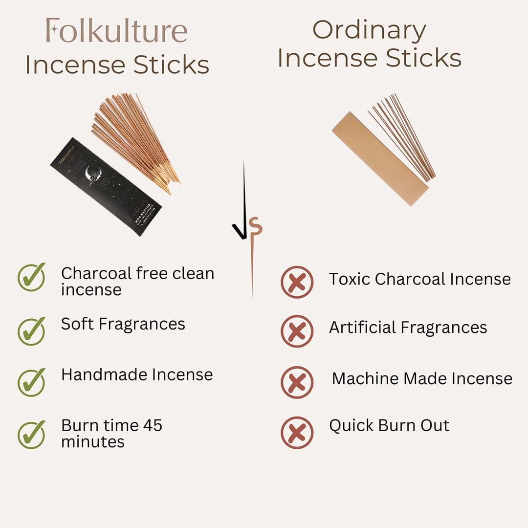 Folkulture Incense Sticks for Home | Pack of 75 (8") Insence-Sticks for Meditation with 45 Mins Burn Time | Organic Insence Aromatherapy Lavender Inscents-Stick | Non Toxic Inscent for Gifts for Her