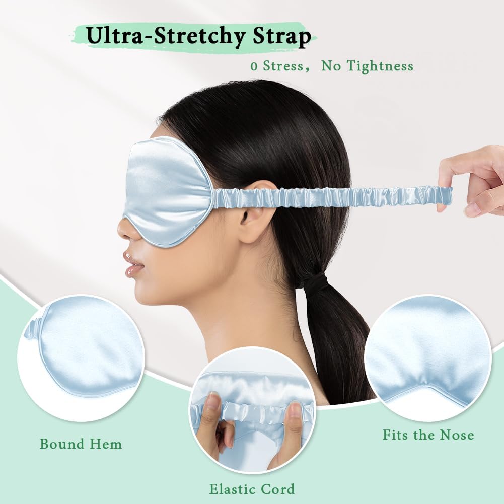 Cooling Eye Mask and Silky Sleep Mask 4 Packs for Man Women for Sleeping Frozen Ice Eye Mask Cold Warm Compress Puffiness Dry Eyes Dark Circles Gifting