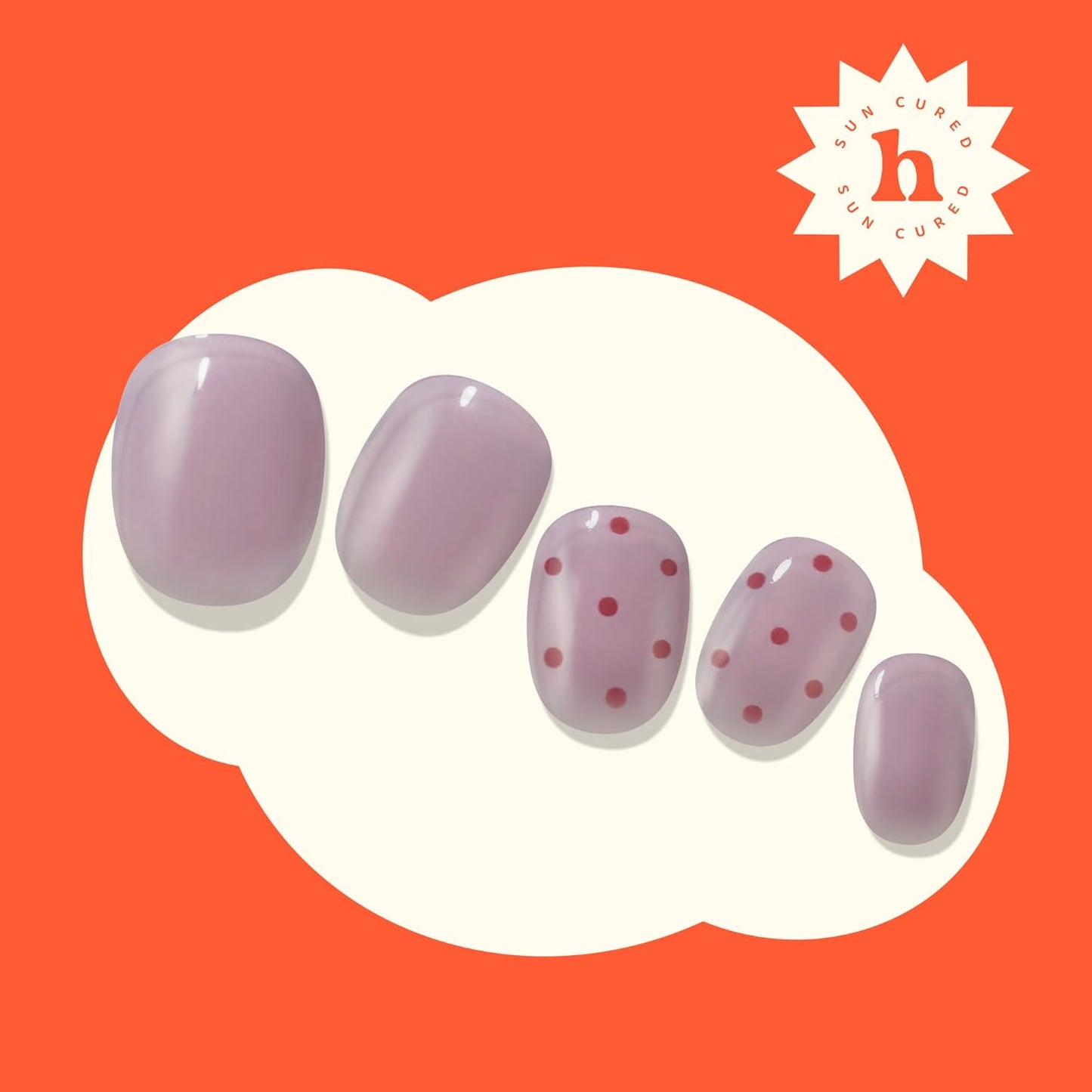 Semi Cured Gel Nail Strips | No LED Lamp Needed | Summer, Solid, Purple | Easy Apply & Remove, Salon Quality | Includes 28 Strips, 1 Prep Pads, Nail File & Wooden stick - Hey, Cute as a Button