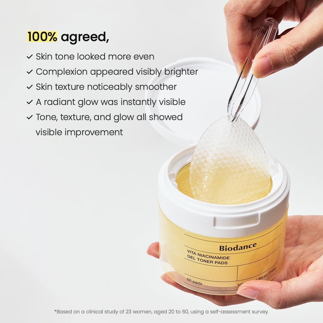 Biodance Vita Niacinamide Gel Toner Pads, Dark Spot Corrector, Evening Skin Tone, Hydrating for Sensitive Skin, Gentle Exfoliating Toner Pads, Korean Skincareㅣ4.93 fl.oz.(140g)*60Pads