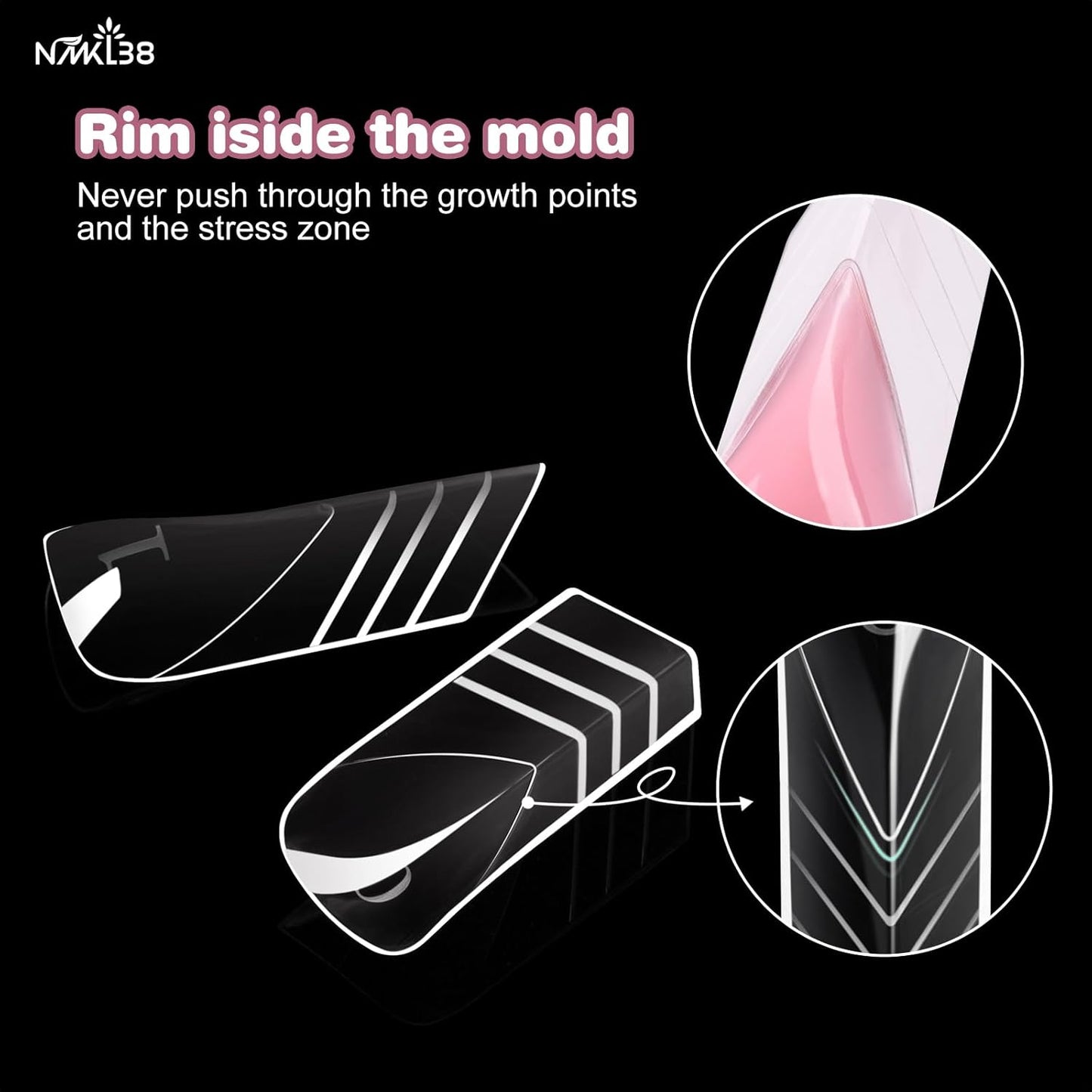 NMKL38 150PCS Dual Nail Forms 15 Sizes Extension Poly Nail Gel Full Cover