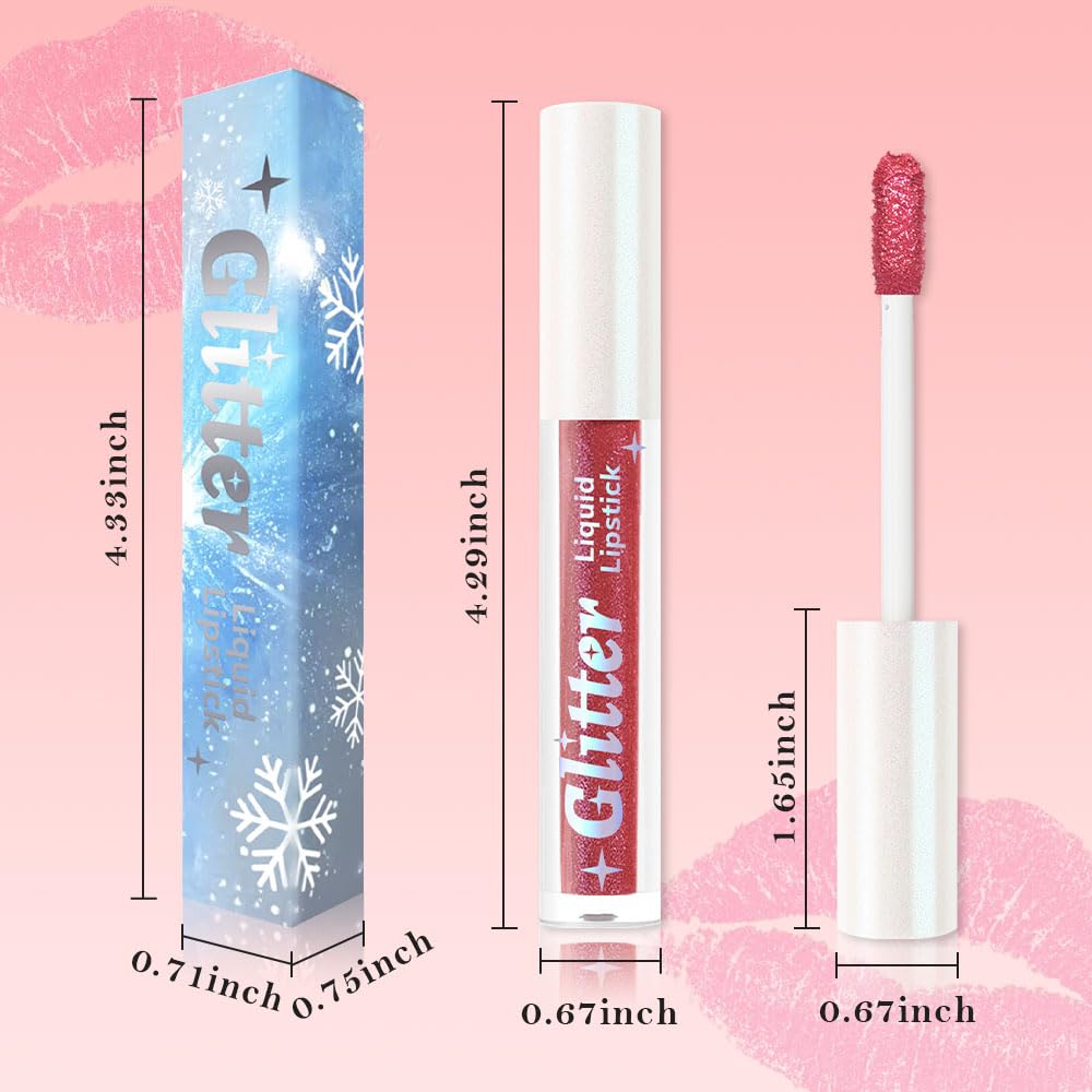 Dark Pink Metallic Lipstick for Women,Lightweight Glitter Sparkling Liquid Lipsticks,Shimmer Lip Gloss Stain Long Lasting Waterproof Smudge Proof Non-Drying 24 Hour Full Coverage Lip Makeup,Vegan