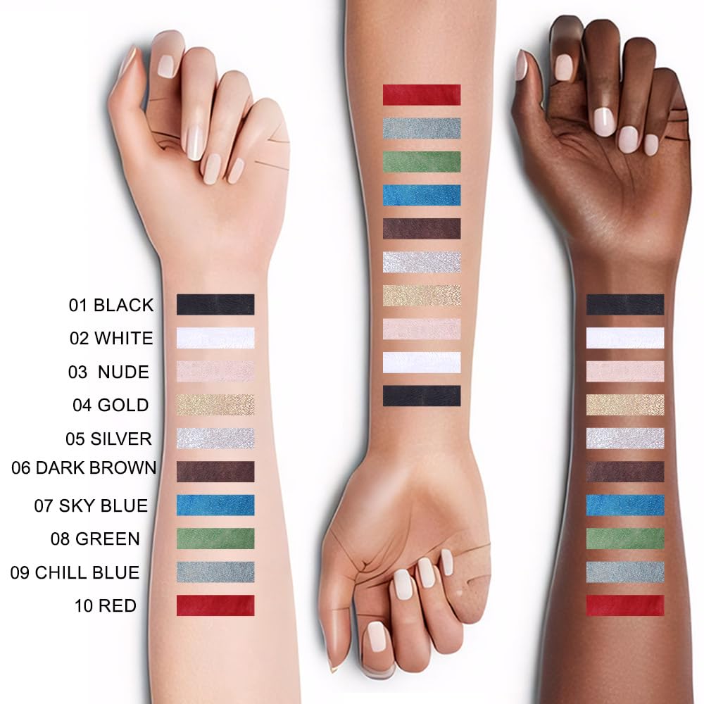 evpct 2Pcs White Color Gel Glitter Eyeliner Pencils Set for Women Waterline Waterproof Smudge Proof lapiz de ojos delineador de ojos contra el agua Eye Liner Makeup