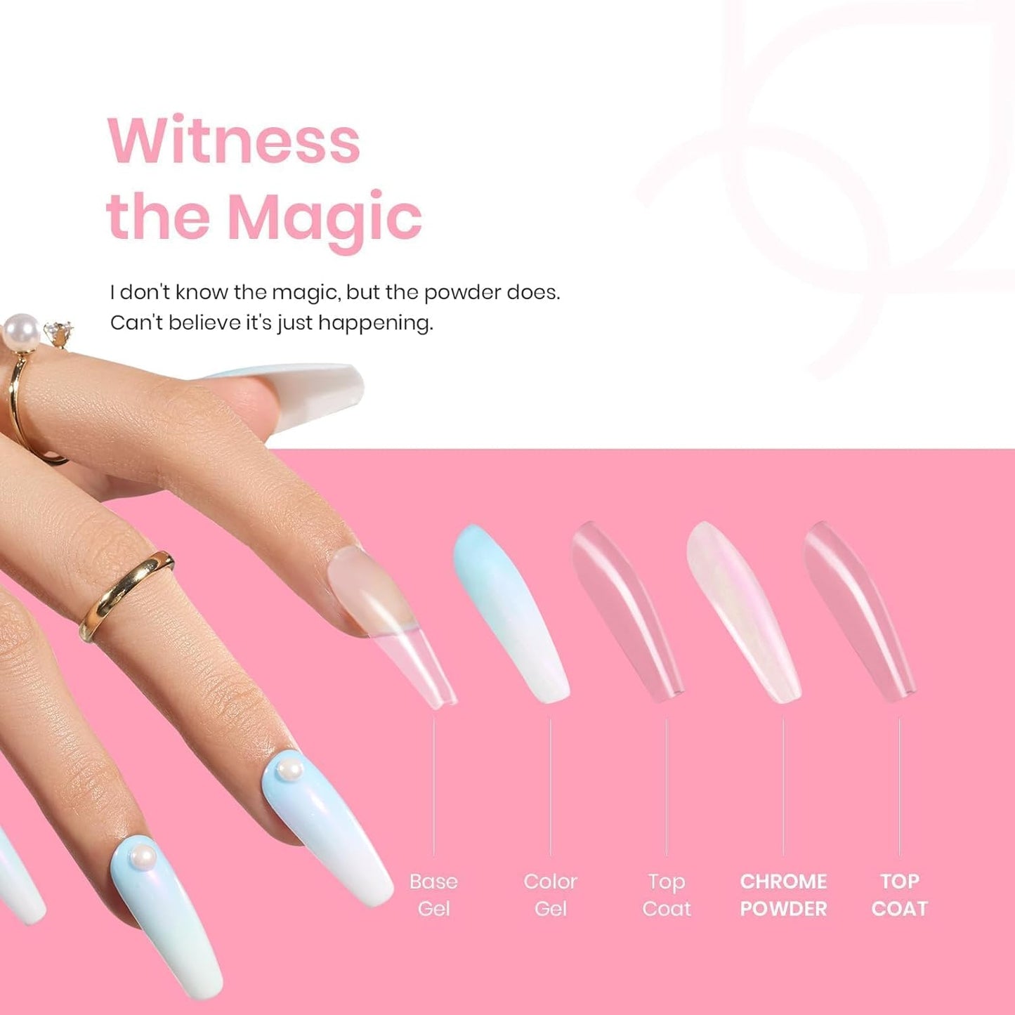 beetles Gel Polish Glitter Chrome Nail Powder for Gel Nail,Mermaid Premium Salon Nail Glitter Mirror Pearl Effect Manicure Kit for Nail Art Design, 1g for Girls 2024 Nail Trend DIY