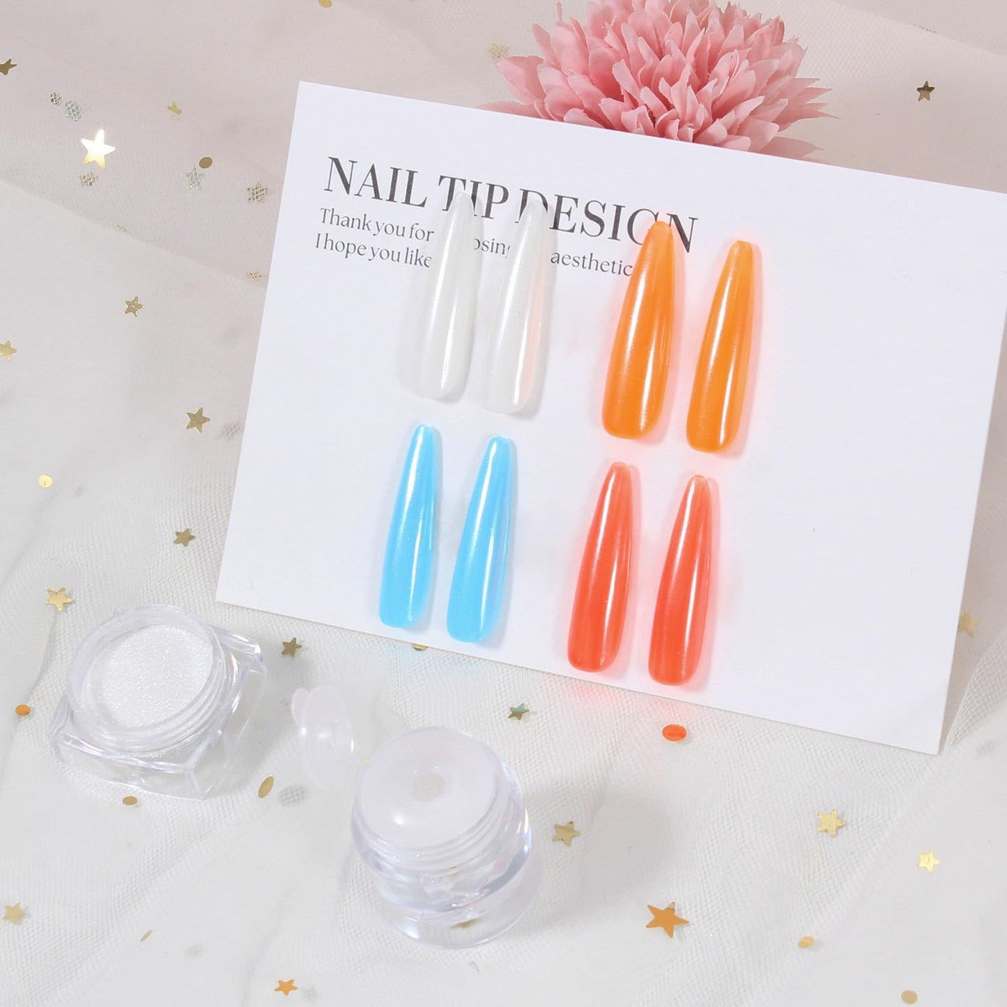 Artdone Clear Pearl Chrome Nail Powder,Iridescent Aurora Powder Metallic Mirror Effect Pigment Pearlescent Mermaid Pigment Pearl Glitter Dust Kit,Nail Art Decoration, Resin Craft