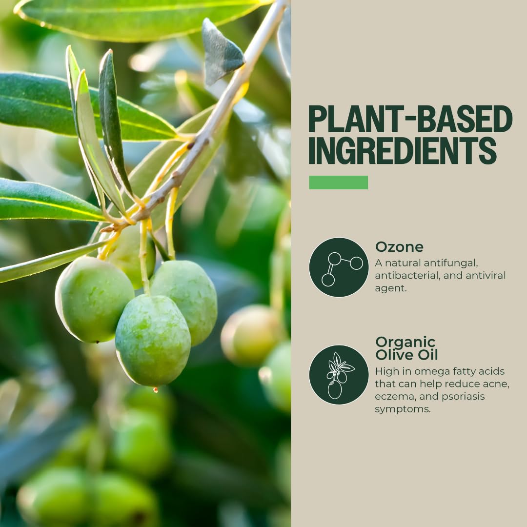 PurO3 Ozonated Olive Oil – Pure, Natural, Organic Skincare for Face & Body – Oxygenated Healing Lotion, Moisturizer & Beauty Cream in a Glass Jar – O3 Therapy Salve, 2 oz