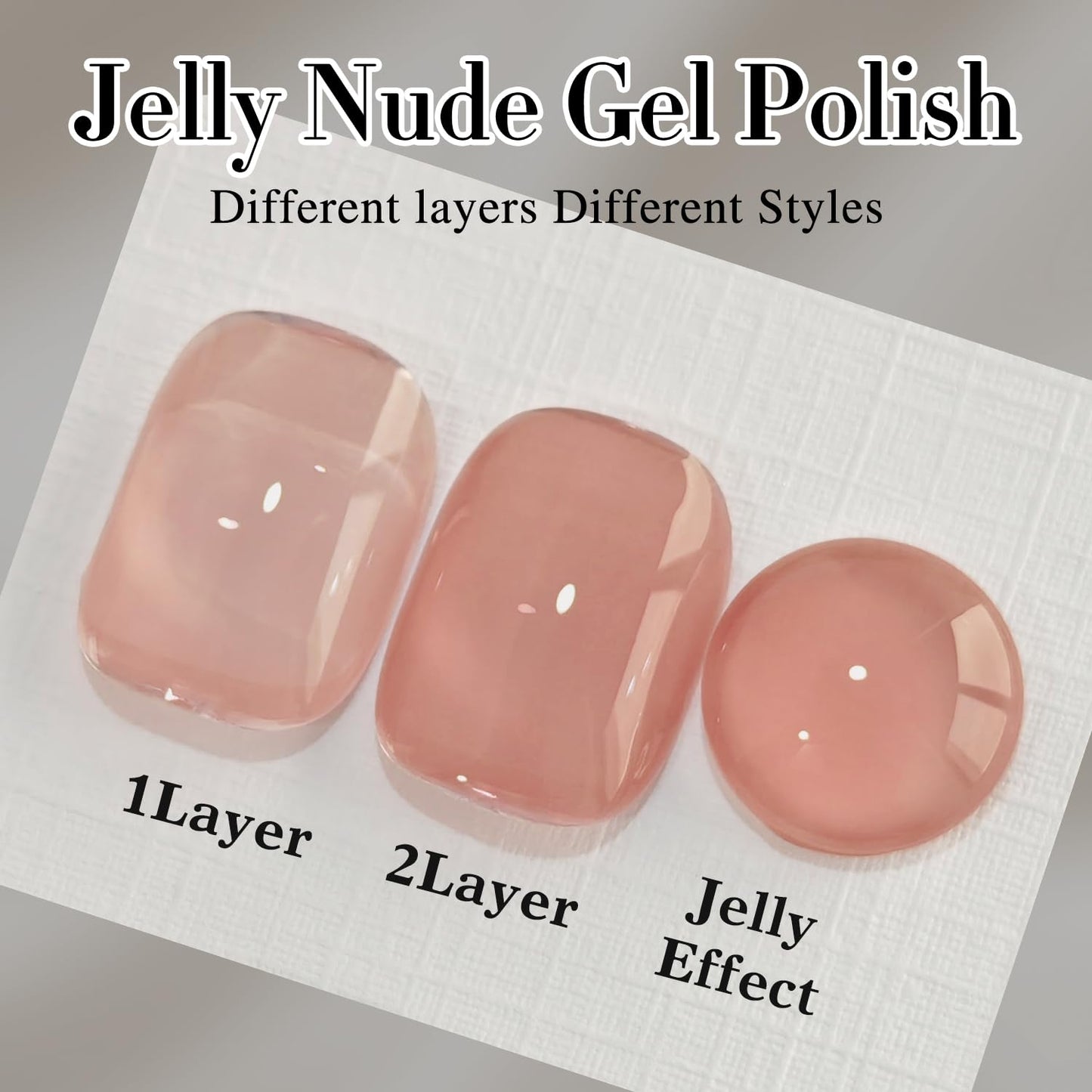 Double Rhythm Translucent Gel Polish Sheer Neutral Natural Light Milky Same Color Same Bottle 15ML Jelly Nail Polish Nail Art DIY at Home (Neutral Nude-A1415)