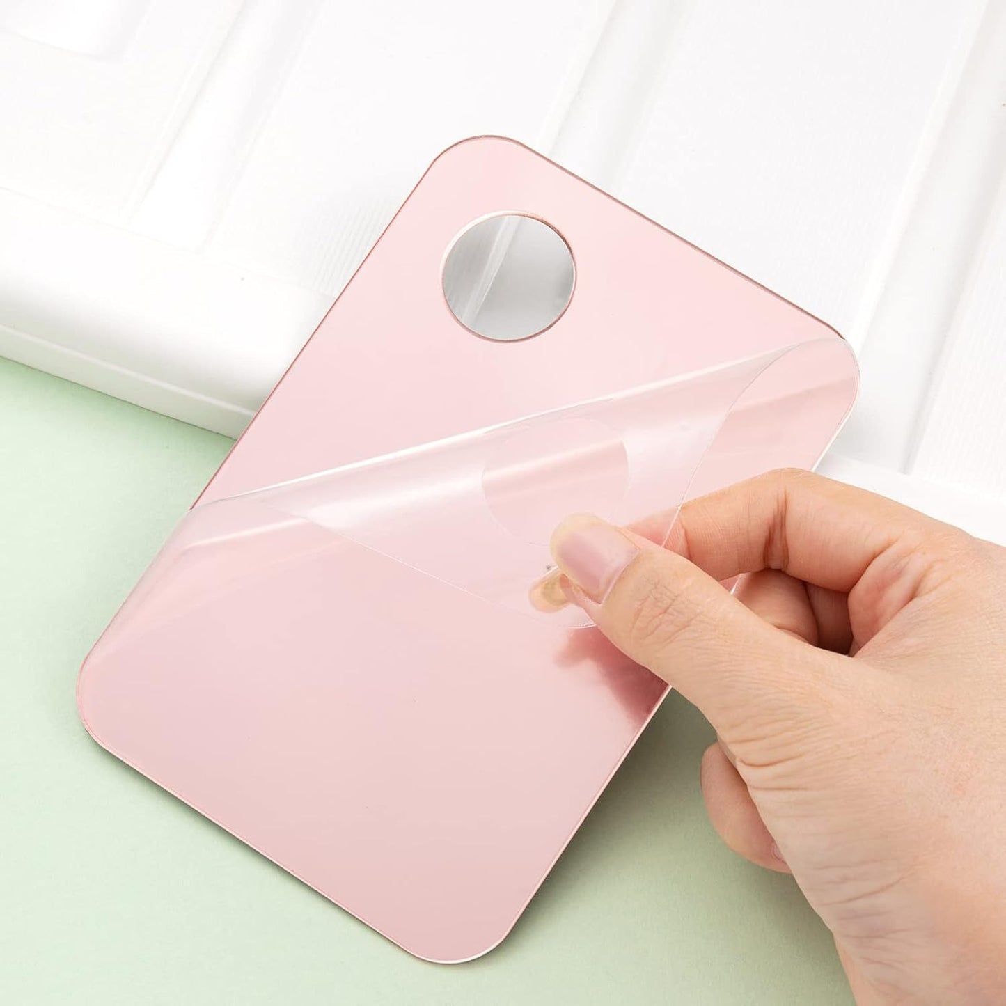 6 Pcs Acrylic Cosmetic Makeup Palette Tray Foundation Spatula Makeup Mixing Palette Apply for Foundation Eye Shadow Lipsticks Nail Art Beauty Salon