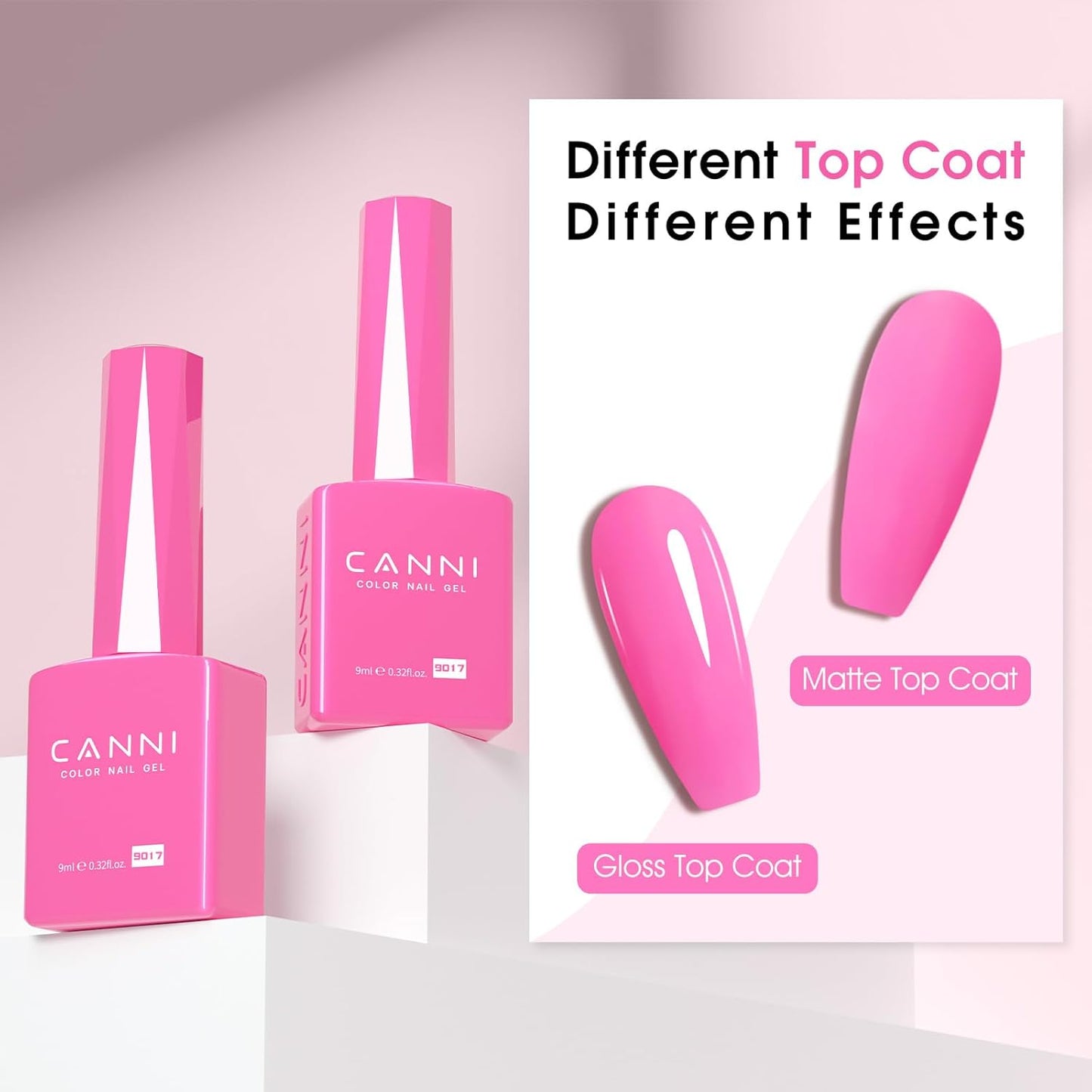 CANNI Hot Pink Gel Nail Polish – 9ml Soak Off UV LED, Long Lasting High Gloss for DIY & Salon Use For Women
