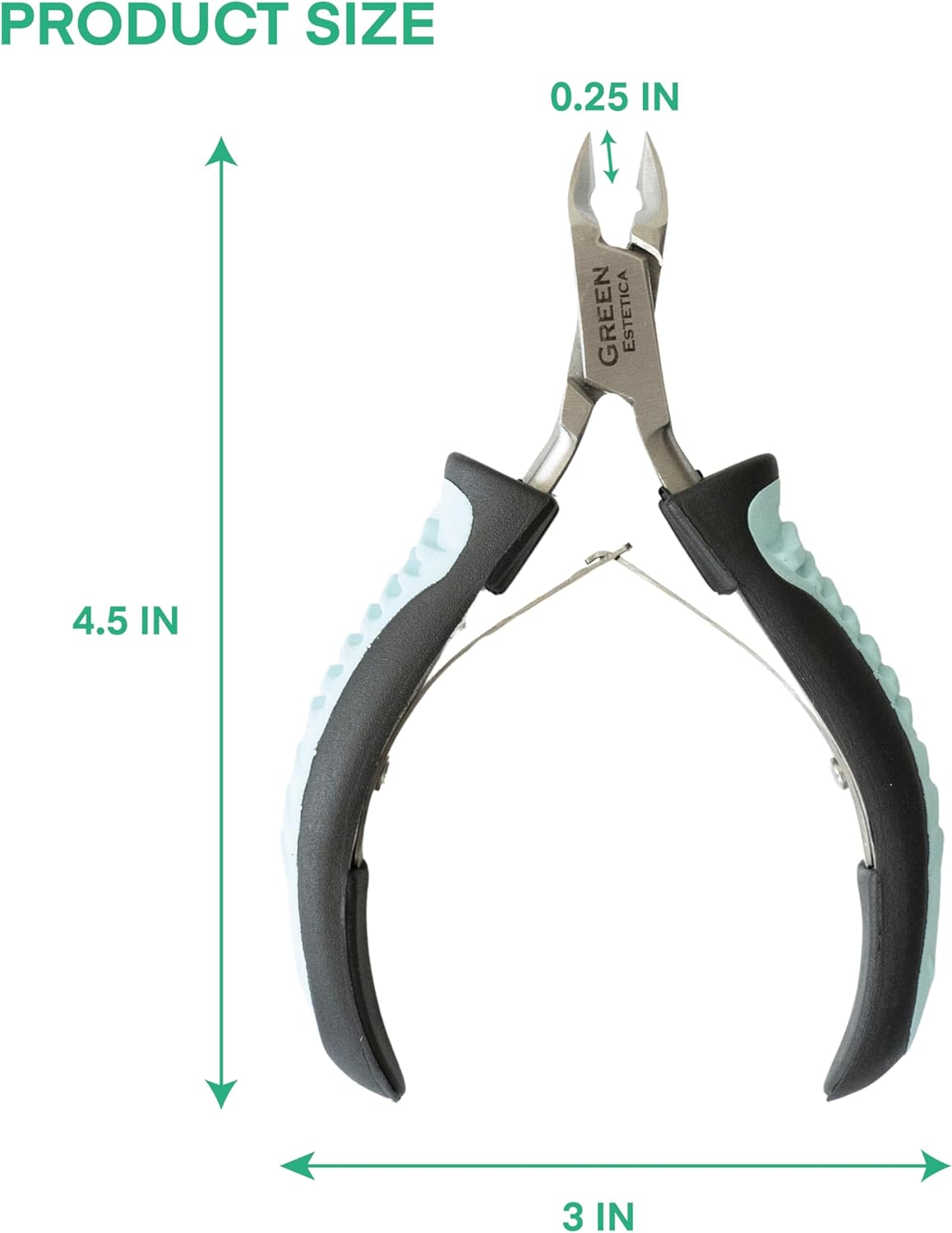 Cuticle Trimmer with Non-Slip Grip Handle Professional Stainless Steel Cuticle Cutter Sharp Blades Double Spring Cuticle Nippers for Nail Care Pedicure Manicure Nail Tools (Green-Black)