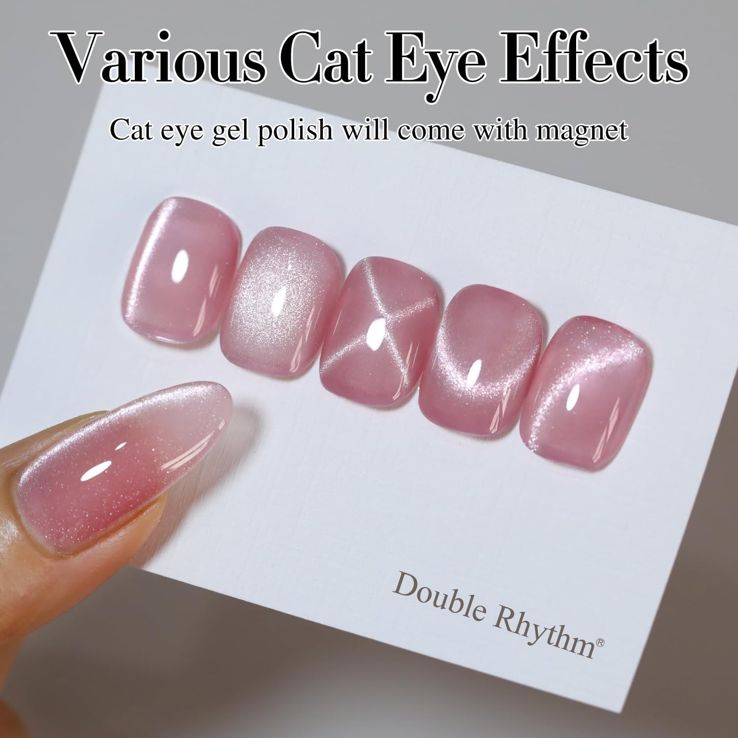 Double Rhythm 0.5 OZ Cat Eye Gel Polish with Magnet 15ML Holographic Glitter Shimmer Translucent Jelly Color Magnetic Polish Salon DIY at Home (MC1058)