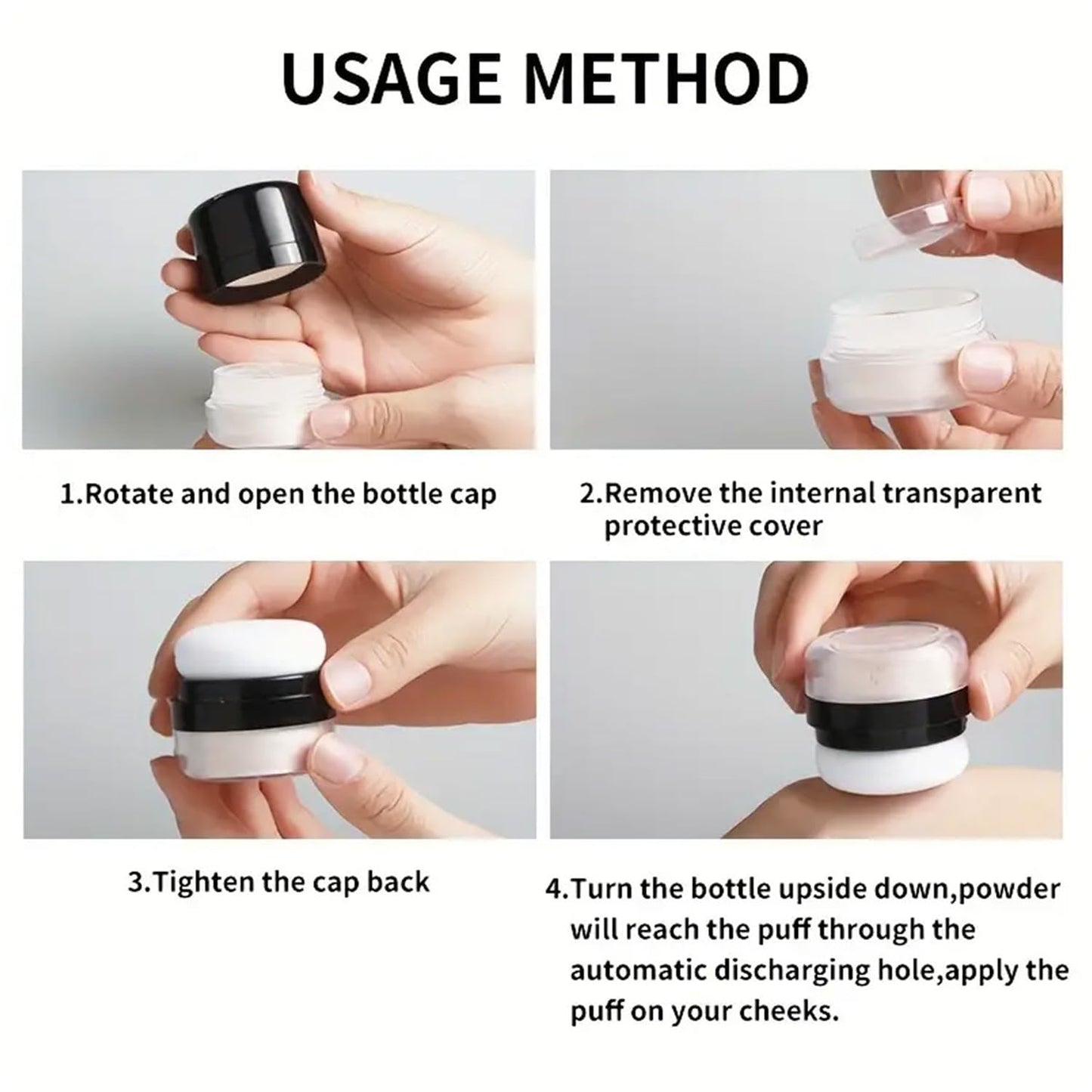 Setting Powder Lightweight Loose Powder Finishing Powder Long-Lasting Face Powder Waterproof with Soft Mushroom Powder Puff & Mirror, Translucent Finish,0.28 Oz (Light Green/Translucent)