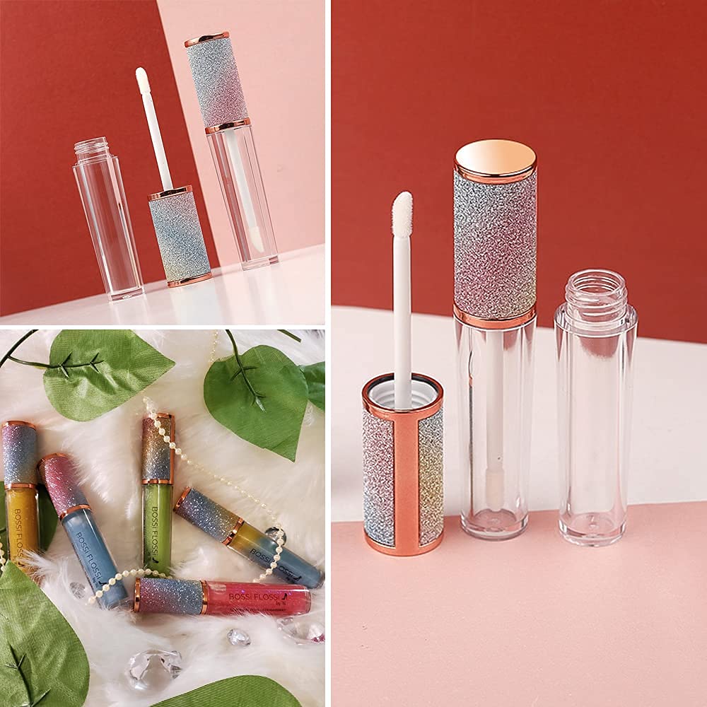 AMORIX 72 Pack 5ml Rainbow Lip Gloss Tubes with Wand 5ml Lip Gloss Containers Empty Lipgloss Bottles + 4pcs Syringes for DIY Lip Gloss Balm