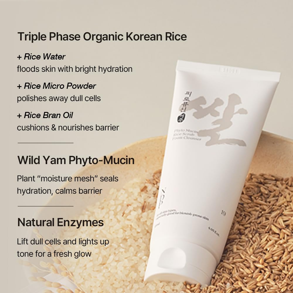 NDP Rice Mochi Deep Face Wash – Triple-Rice Airy Micro-Exfoliating Foam for Sensitive Skin, Phyto Mucin Hydration Shield, pH 5.5 Barrier-Safe Vegan Korean Skincare Cleanser, 4.05 fl oz (120 ml)