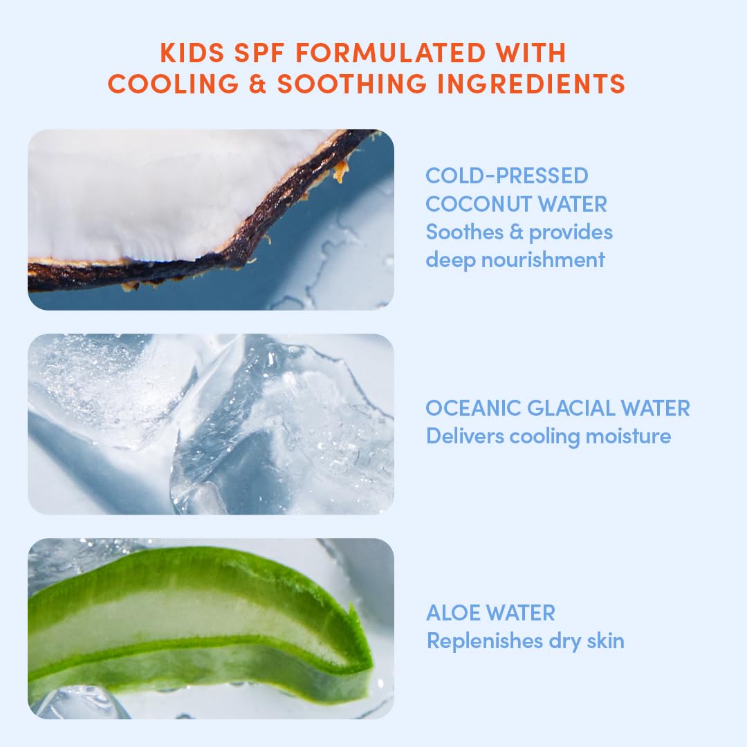 Evereden SPF50 Fluid Silk Mineral Kids Sunscreen: Clean Cooling Non-Nano UVA, UVB, & IR Protection for Sensitive Skin - Sheer, Lightweight, & Waterproof for Up to 40 Mins - Beach Day Toddler Sunscreen