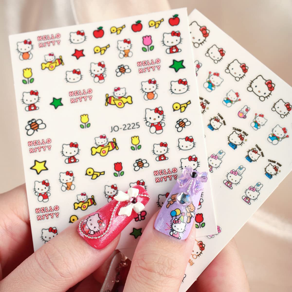 8x Cute Cat Nail Charms, Self Adhesive Kawaii Nail Design Decals - 3D Stickers for Women Girls DIY Manicure Decoration