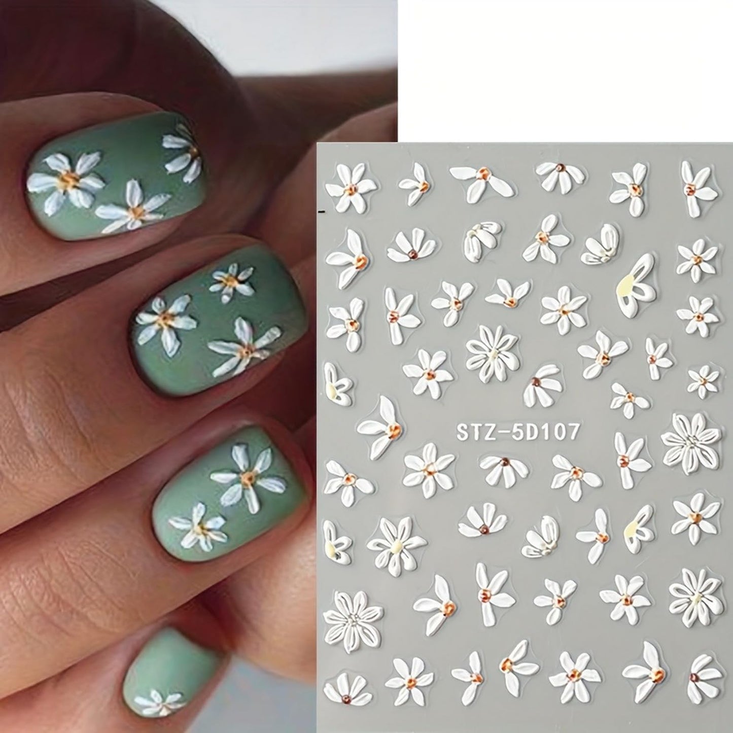 6 Sheets Flowers Nail Art Stickers Decals 5D Self-Adhesive Spring Colorful Embossed Floral Nails Decals Designs DIY Flowers Nail Stickers Supplies for Women Nail Art Manicure Decoration Accessories