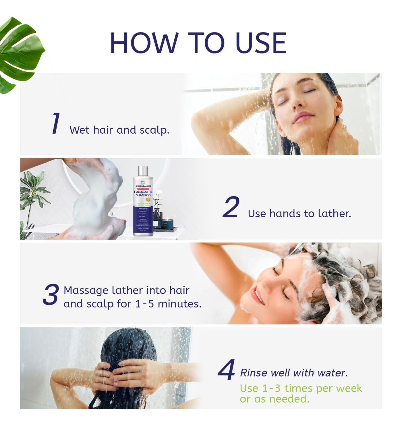 Anti-Fungal Shampoo for Folliculitis, Seborrheic Dermatitis, Scalp Psoriasis - Relieves Itchy & Dry Scalp