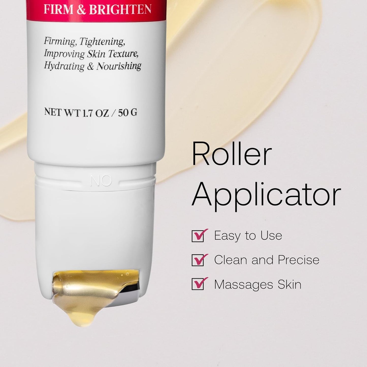 Retinol Neck Firming Cream with Cooling & Massaging Roller Applicator - Hydrates, Lifts, Smoothes Wrinkles, Fine Lines & Tightens Sagging Skin with Niacinamide & Hyaluronic Acid, 1.7oz/50g