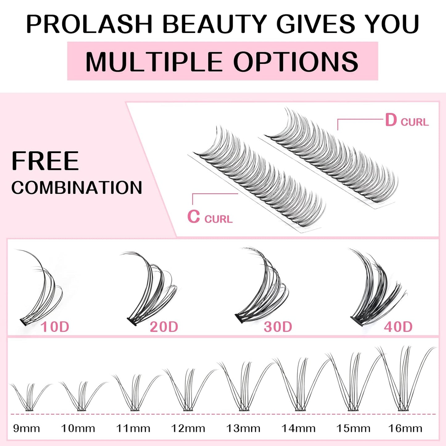 280 Individual Lashes - 10D, 20D, C, D Curl Mix - Wispy Bottom Lashes - DIY At Home