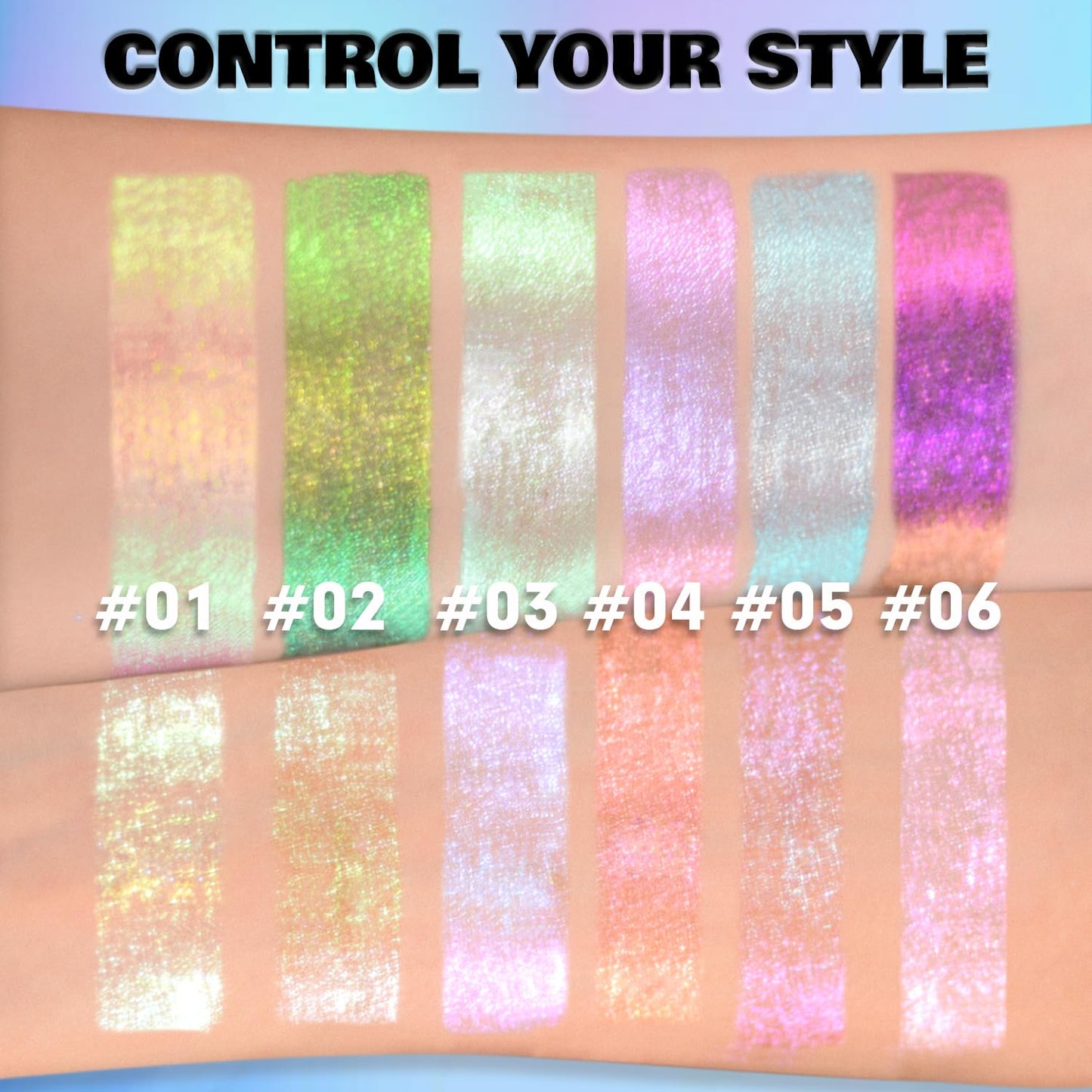 CHARMACY 2 in 1 Starlit Duochrome Liquid Eyeshadow, Glitter Sparkle Colorful Liquid Eyeliner, Quick Drying, High Pigmented, Long lasting Holographic Glitter Multichrome Eye Makeup #05