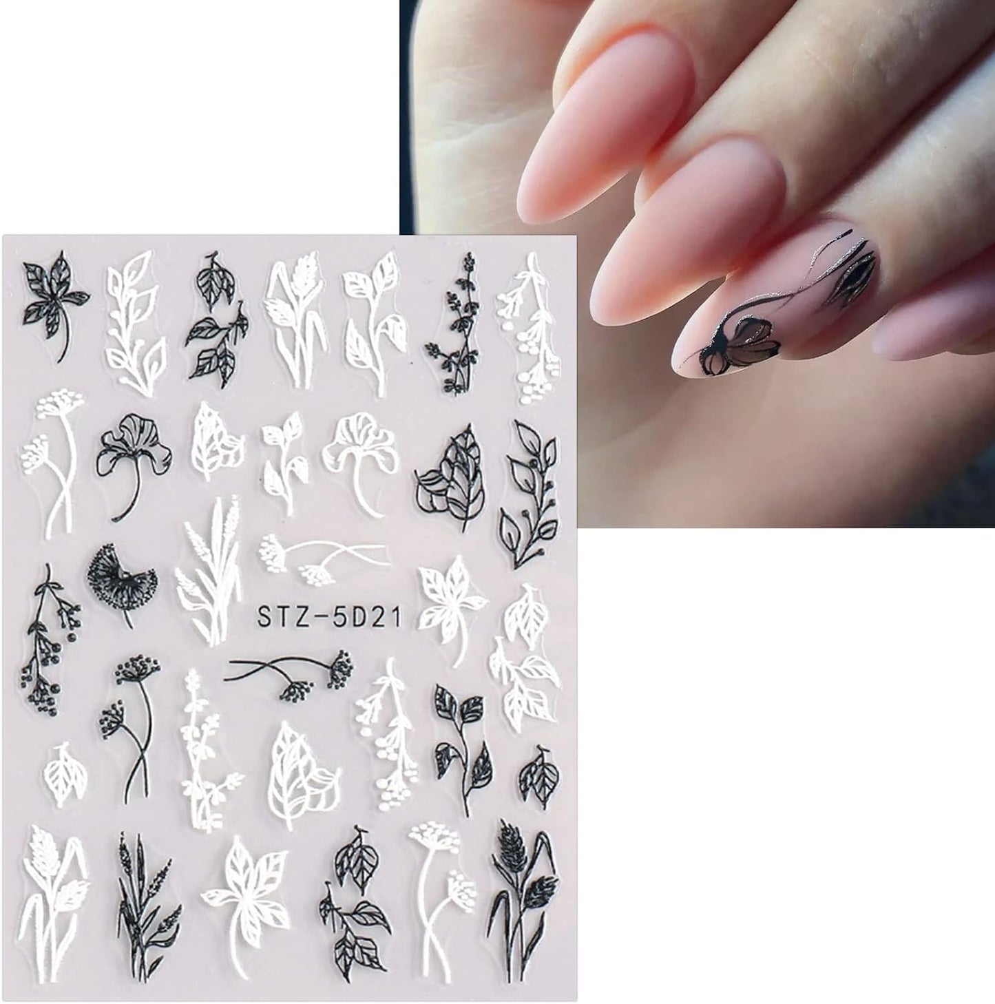 JMEOWIO 3D Embossed Flower Spring Nail Art Stickers Decals Self-Adhesive Pegatinas Uñas 5D Summer Colorful Floral Nail Supplies Nail Art Design Decoration Accessories 4 Sheets