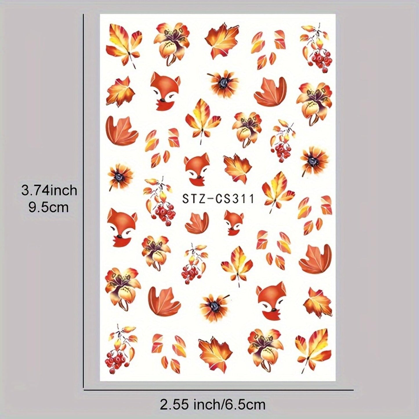 5 Sheets Fall Nail Art Stickers Maple Leaves Nail Decals 3D Self Adhesive Nail Stickers Decals Cute Fox Pumpkin Mushroom Design Autumn Nail Supplies for Women DIY Manicure Decoration