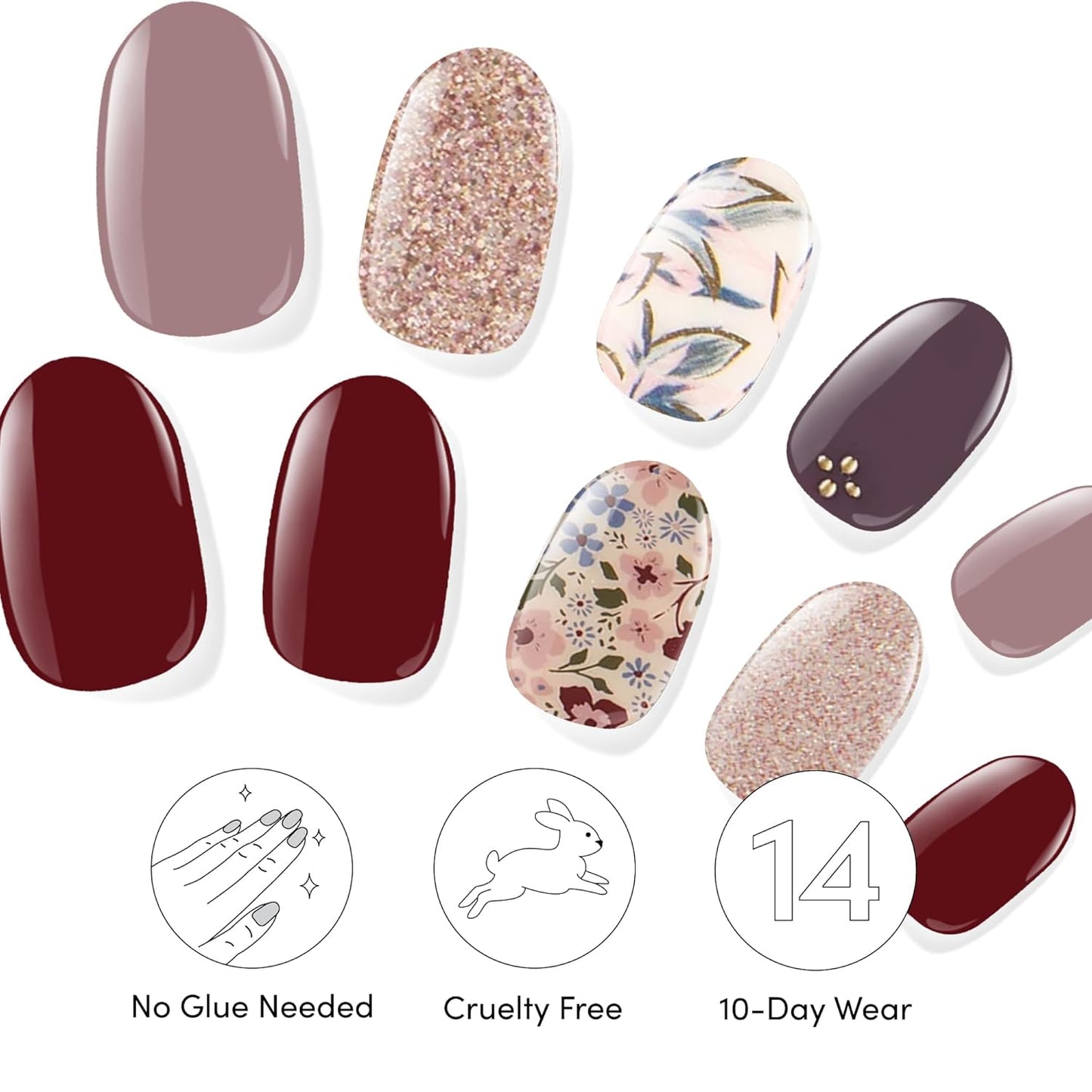 Dashing Diva Gloss Nail Strips Bundle - The Fall Florals Collection - Alpine Retreat & Wildflower - UV Free, Chip Resistant, Long Lasting Gel Stickers - Contains 2 Sets
