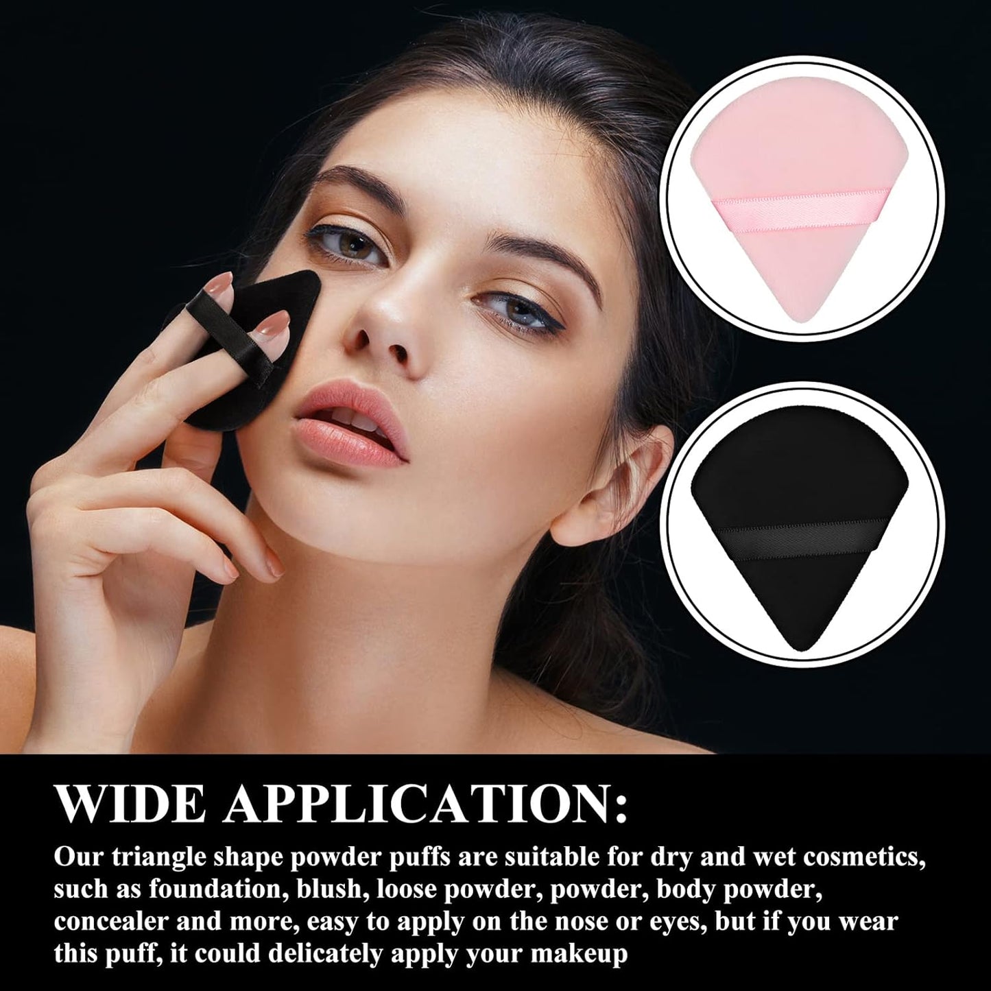 Maitys 12 Pieces Powder Puff Triangle Face Makeup Cosmetic for Loose Powder Soft Body Washable Reusable Foundation Sponge Mineral Wet Dry Makeup Tool for Women(Small,Black, Pink)