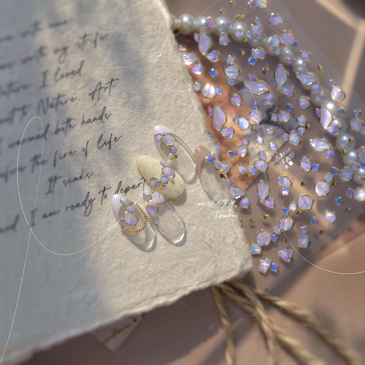 Purple Nail Stickers Irregular Shape Nail Art Decals Golden Edge with Design Nails Art Decals Self Adhesive Ombre Nails Decal Supply 5D Embossed for Women Girls Kid Manicure DIY Charms Decoration