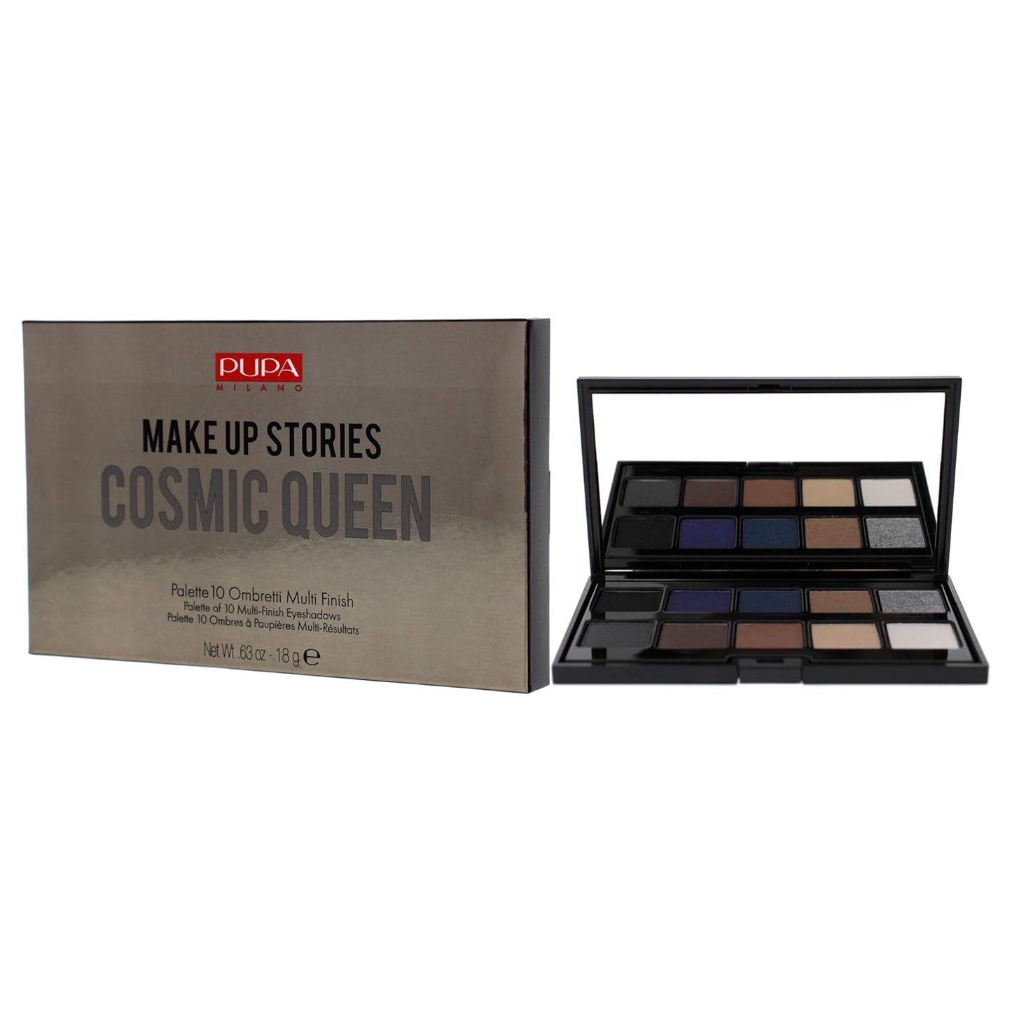 Pupa Milano Make Up Stories Eyeshadow Palette 004 Cosmic Queen - 10-Shade Shadow Collection with Matte, Satin, and Metallic Color Options - High Pigment Formula - Soft, Blendable Texture - 0.63 oz