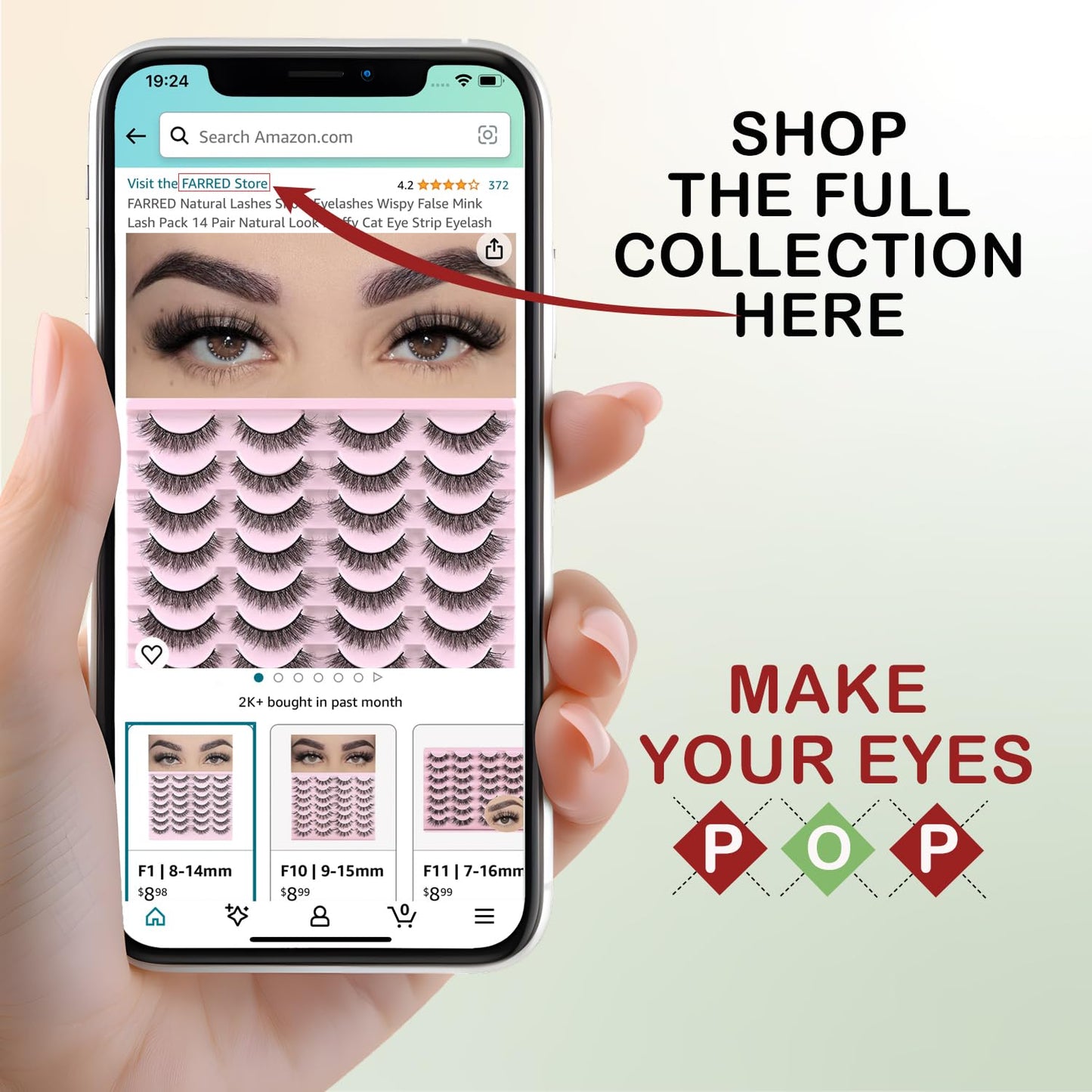 FARRED Natural Lashes Short Eyelashes Wispy False Mink Lash Pack 14 Pair Fluffy Cat Eye Strip Eyelash that Looks Like Extensions Small Fake Lashes for MUA and Beginners Daily Makeup (F14 | 8-15mm)