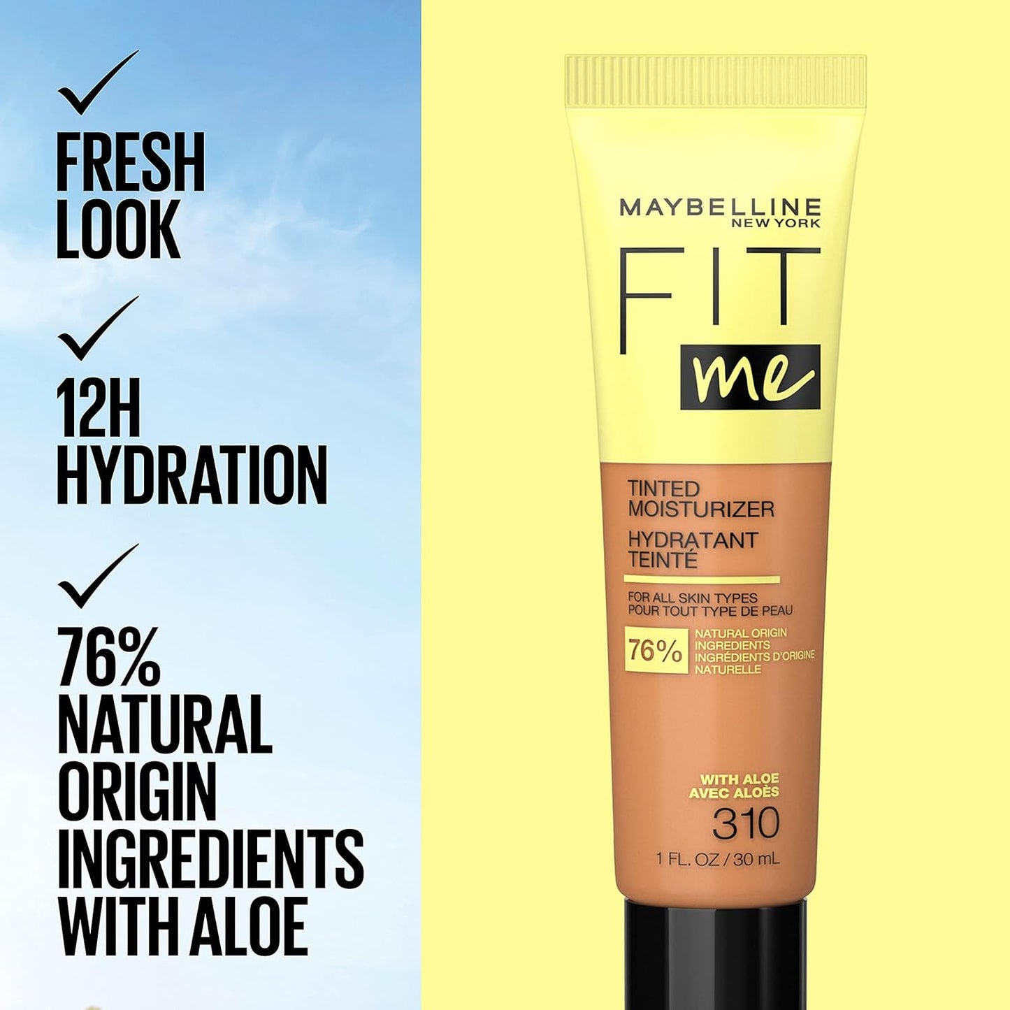 Maybelline Fit Me Tinted Moisturizer, Natural Coverage, Face Makeup, 355, 1 Count