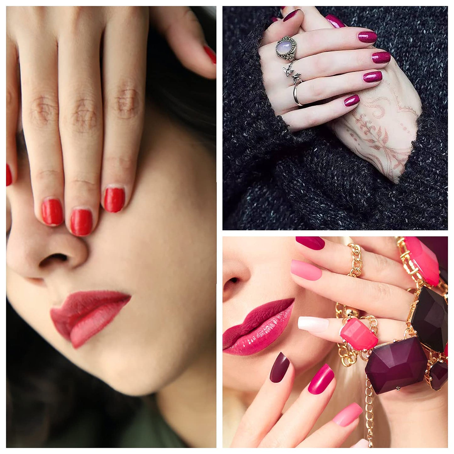 SILPECWEE 224 Pieces 16 Sheets Nail Polish Strips Solid Color Adhesive Nail Polish Stickers Nail Wraps for Women Nail Art Decals with Nail File (Vitality Red)