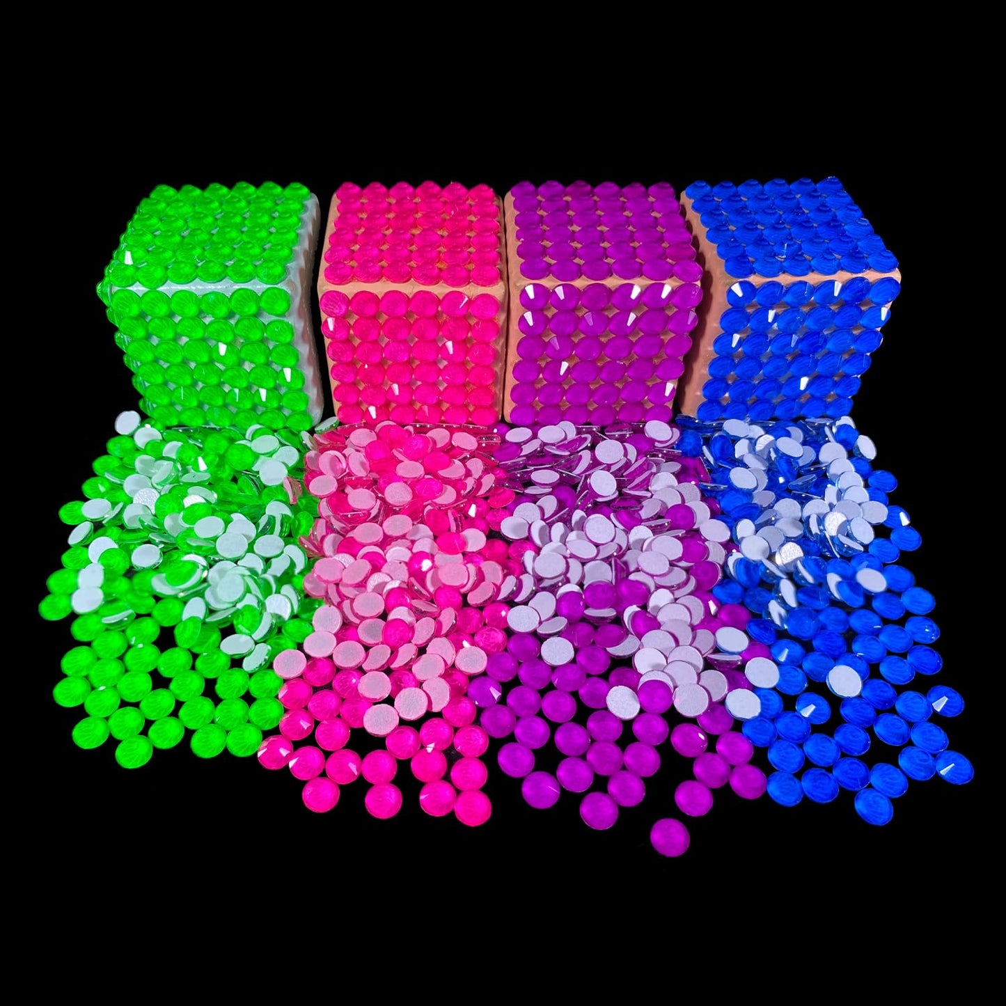 Flatback Glass Rhinestones,Bedazzler Gems 1440pcs Non Hotfix Crystal Rhinestones for Nail Charms Crafts Clothes Tumblers,Light Green Neon,SS20