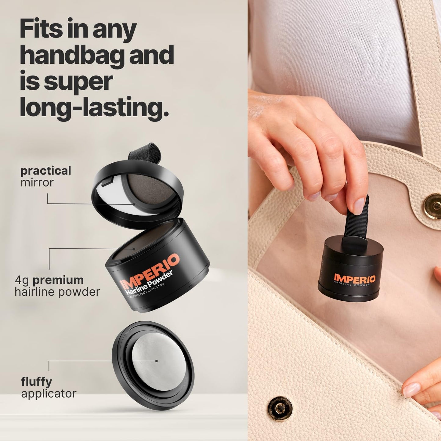 IMPERIO Root Touch Up Hair Powder for Concealing Hair Loss instantly - Hairline Powder for Women & Men - Water resistant Root Cover Up for Thinning Hair in Premium Hairdressing Quality (Medium Brown)