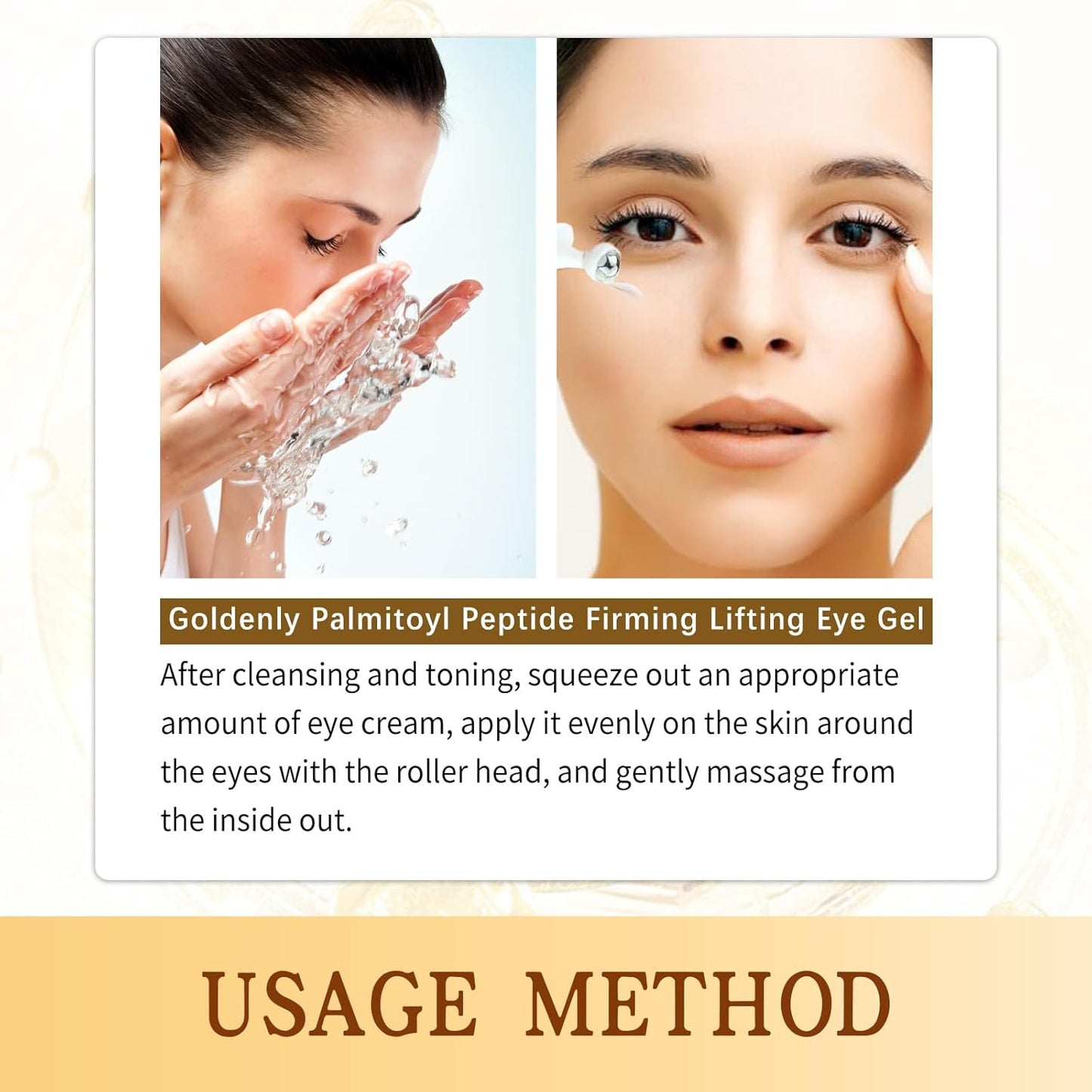 5% Caffeine Eye Serum with Vitamin E Eye Cream for Dark Circles and Puffiness, Retinol Eye Cream Roller with 360° Massage Ball Reduce Wrinkles and Fine Lines