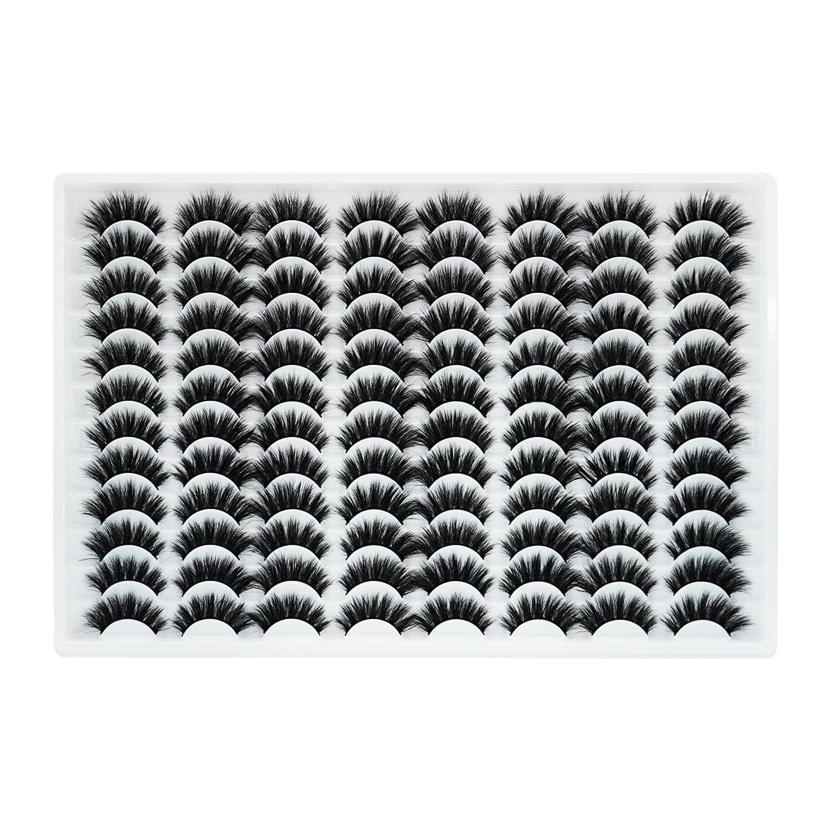 False Eyelashes 48 Pairs Faux Mink Lashes 14mm Wispy Lashes 3D Fluffy Cat Eye Lashes Pack Bulk Wholesale Strip Lashes(style 48-032)